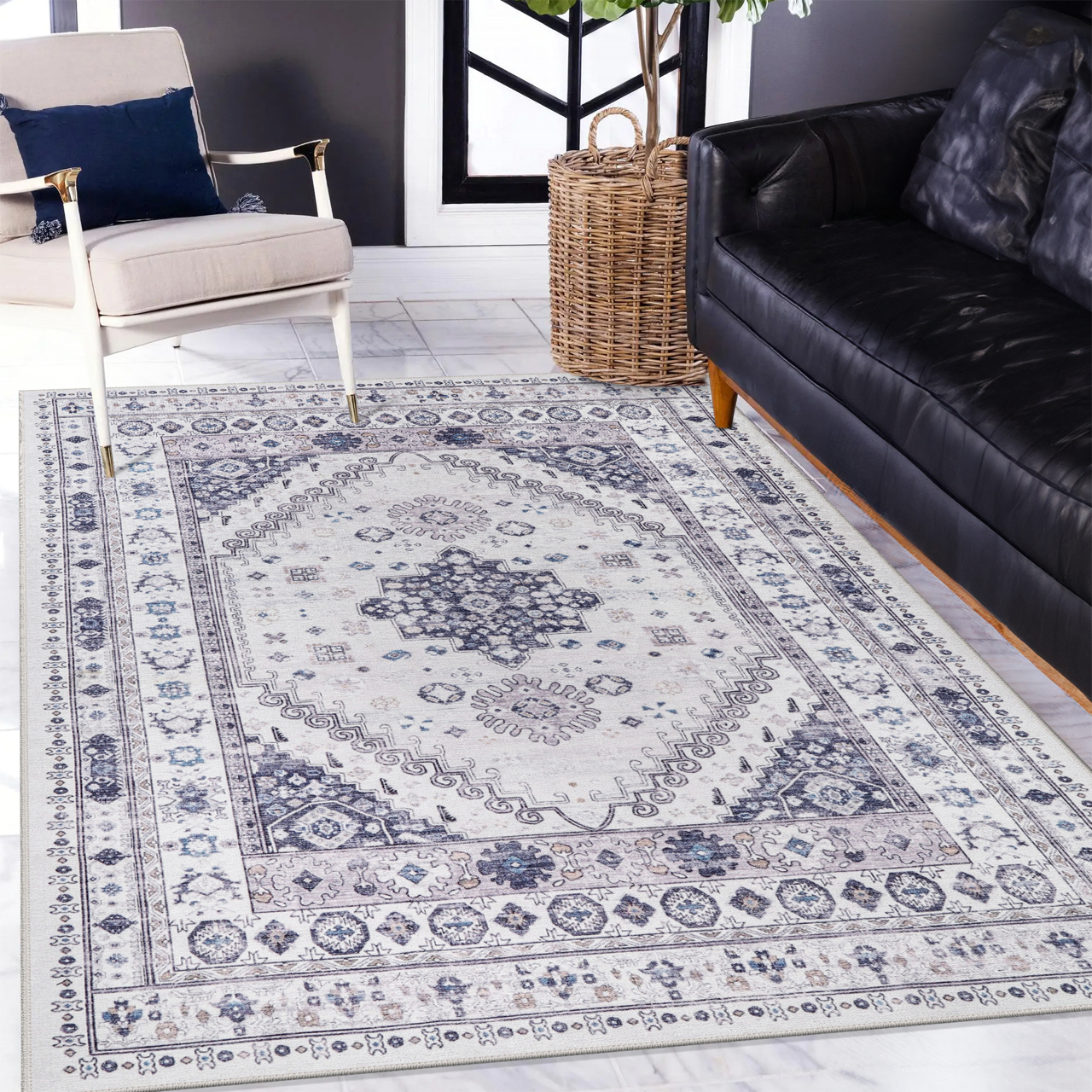 Loomed Geometry Natural Beige Heritage Washable Rug – Netline Home guide