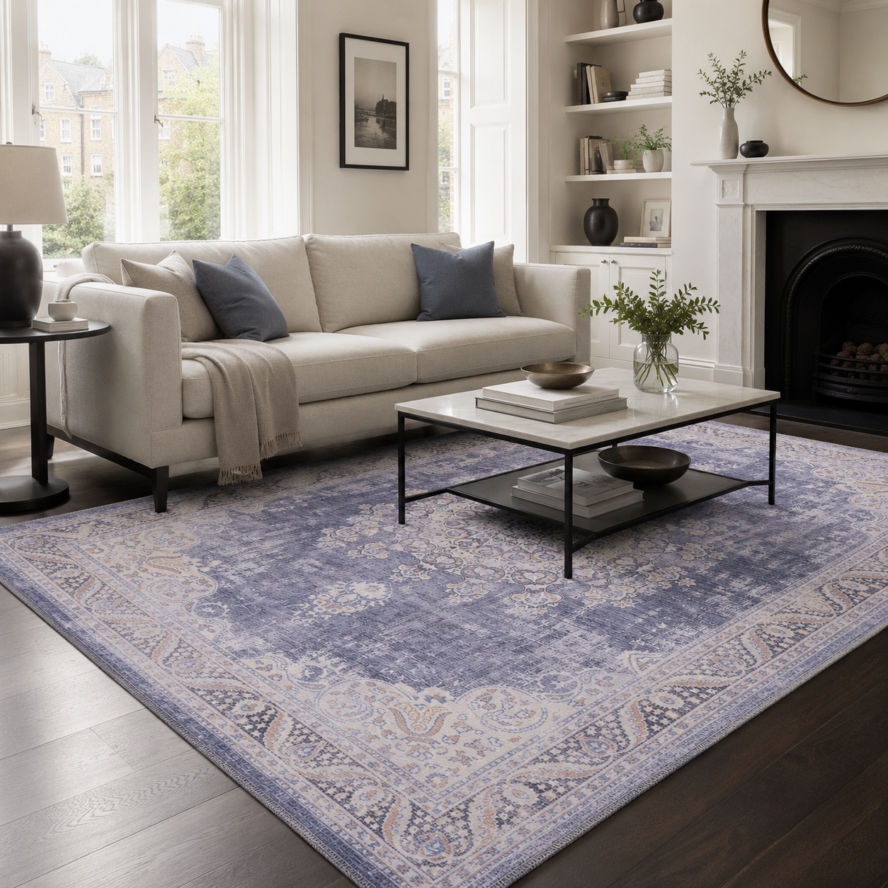 Heritage Patina Slate Grey Vintage Washable Rug – Netline Home guide
