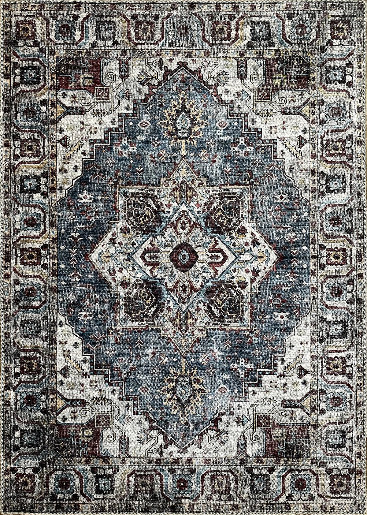 Homestead Waves Navy Blue Heritage Washable Rug – Netline Home guide