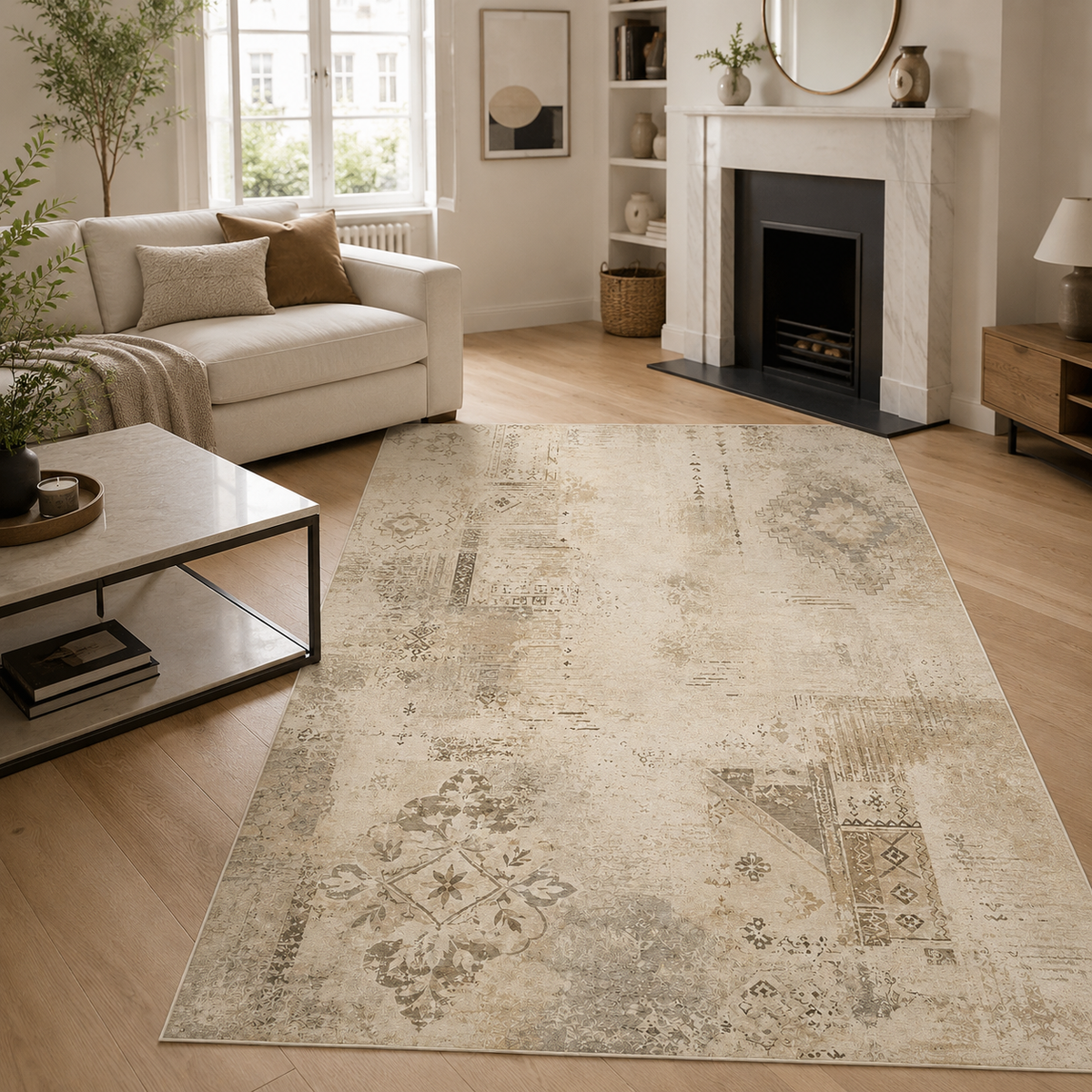 Westward Watercolour Soft White Abstract Washable Rug – Netline Home guide