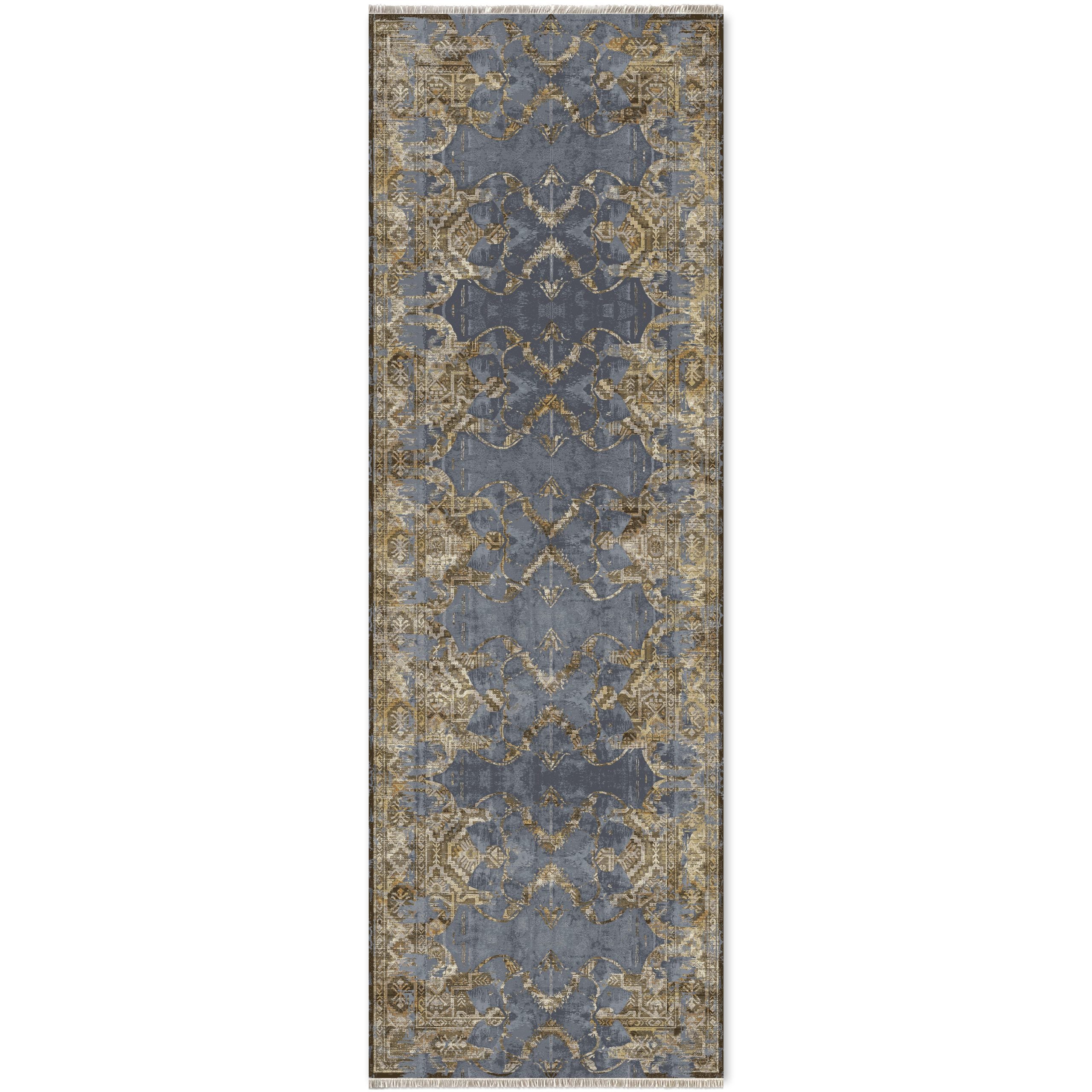 Netline Home Gray Silver Vintage Machine Washable Chenille Rug Design NH7022 - Gallery Image 6 - Netline Home
