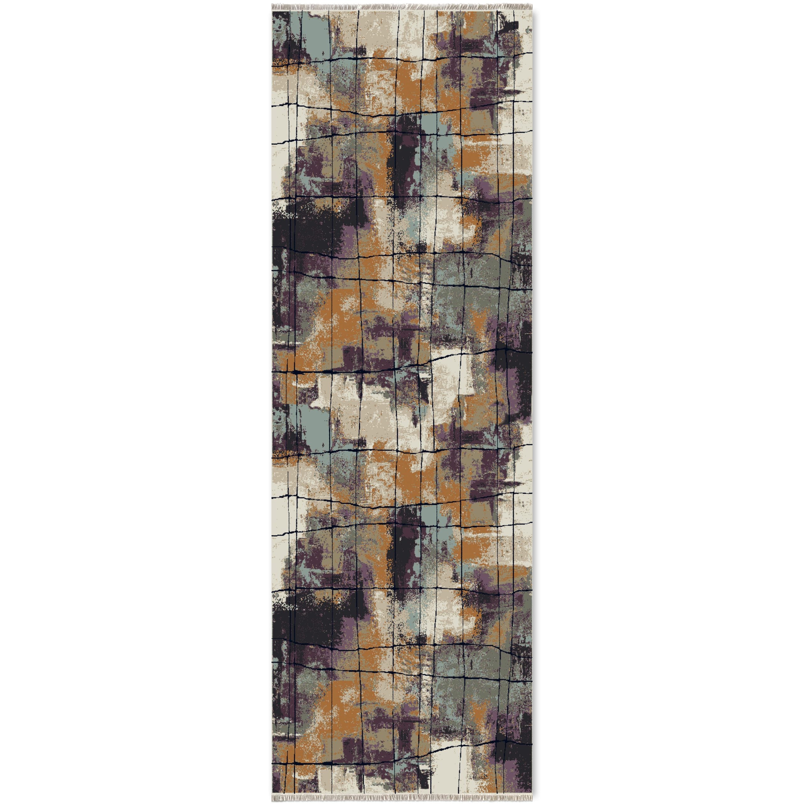 Netline Home Lilac Purple Yellow Gold Modern Machine Washable Chenille Rug Design NH7030 - Gallery Image 6 - Netline Home