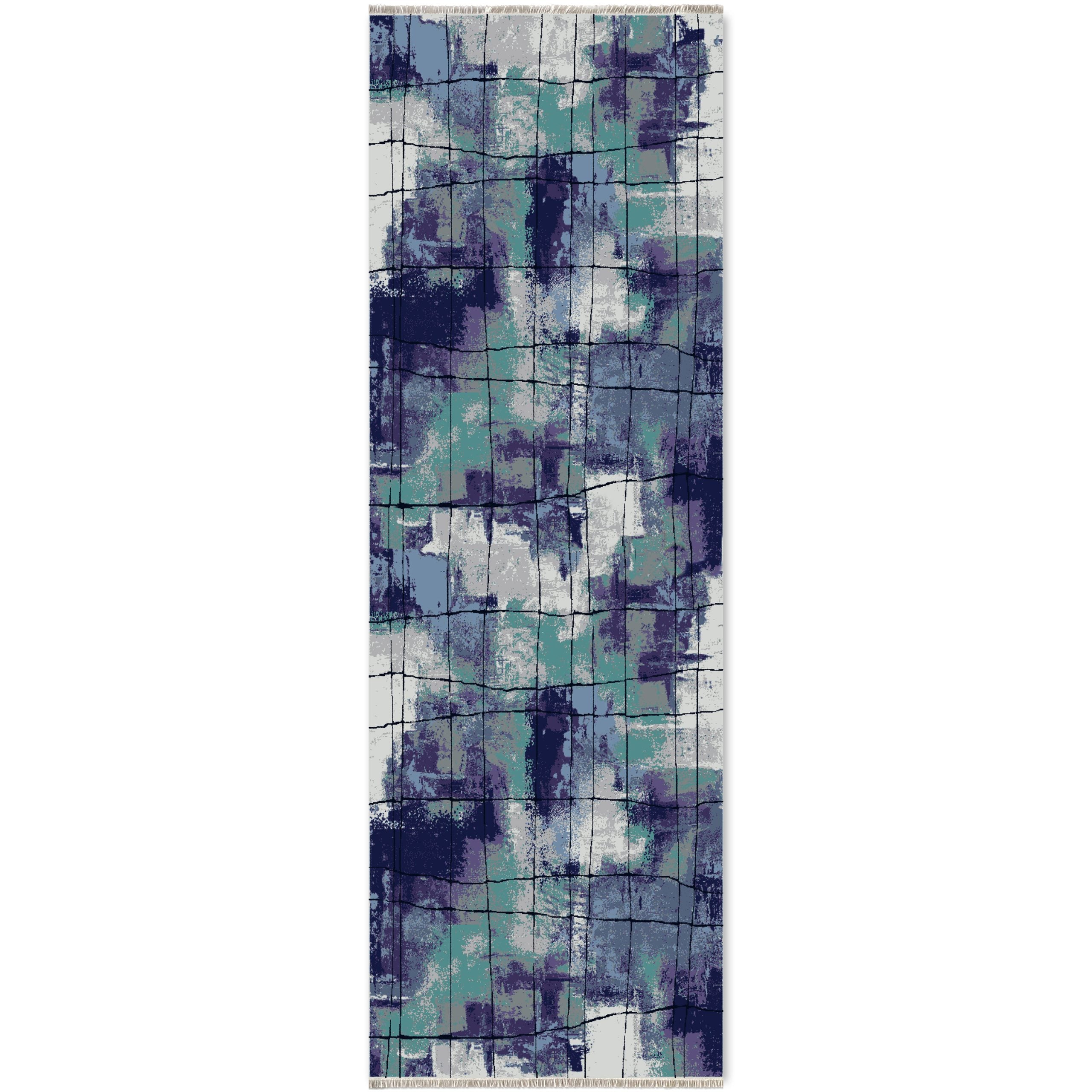Netline Home Lilac Purple Blue Navy Modern Machine Washable Chenille Rug Design NH7031 - Gallery Image 6 - Netline Home