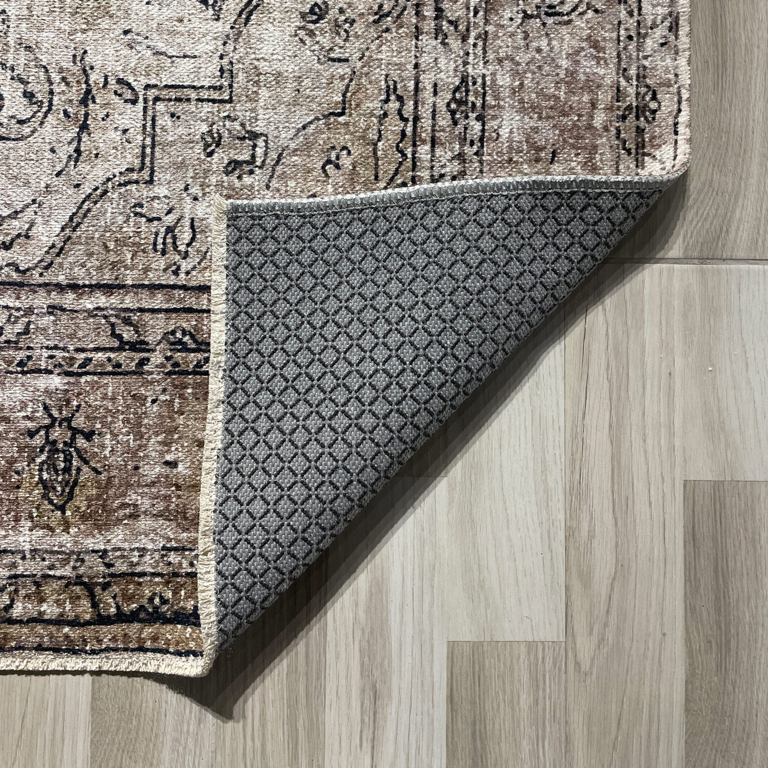Netline Home Mink Brown Classic Vintage Machine Washable Chenille Rug Design 51-01 - Gallery Image 3 - Netline Home