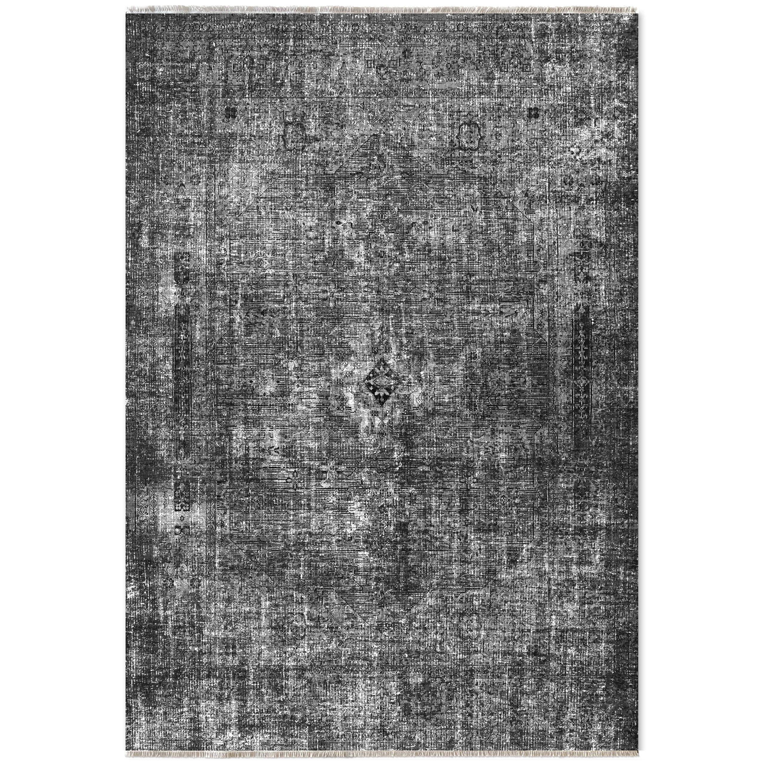 Netline Home Black Anthracite Vintage Machine Washable Chenille Rug Design NH7034 - Hilltop Photoshoot - Netline Home