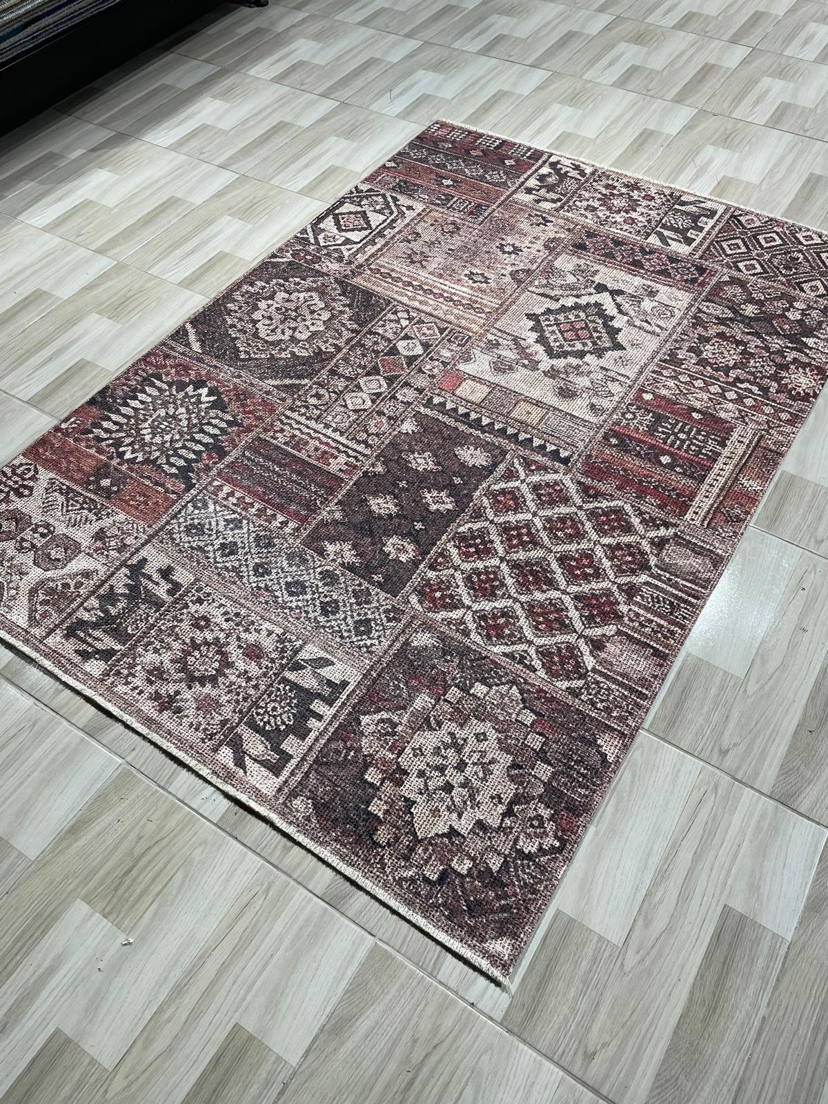 Netline Home Mink Brown Ethnic Machine Washable Chenille Rug Design NH7094 - Gallery Image 5 - Netline Home