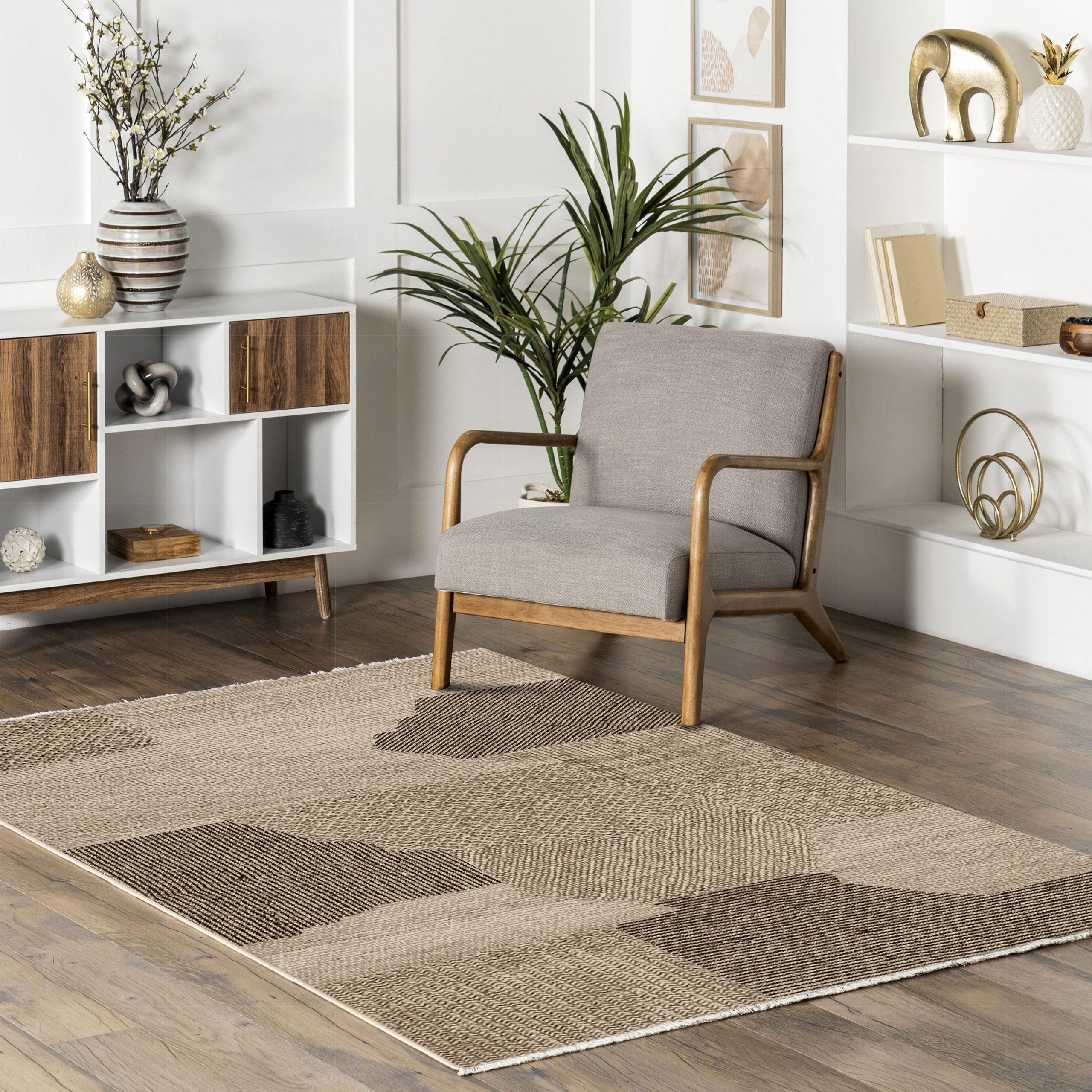 Netline Home Mink Brown Modern Machine Washable Chenille Rug Design 61-01 - Gallery Image 7 - Netline Home