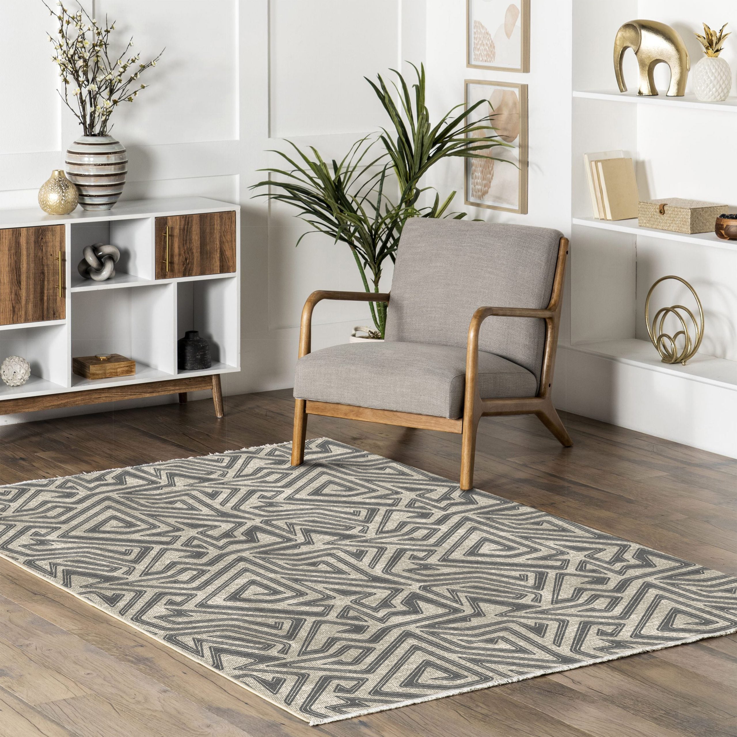 Netline Home Mink Brown Modern Machine Washable Chenille Rug Design NH7038 - Gallery Image 7 - Netline Home