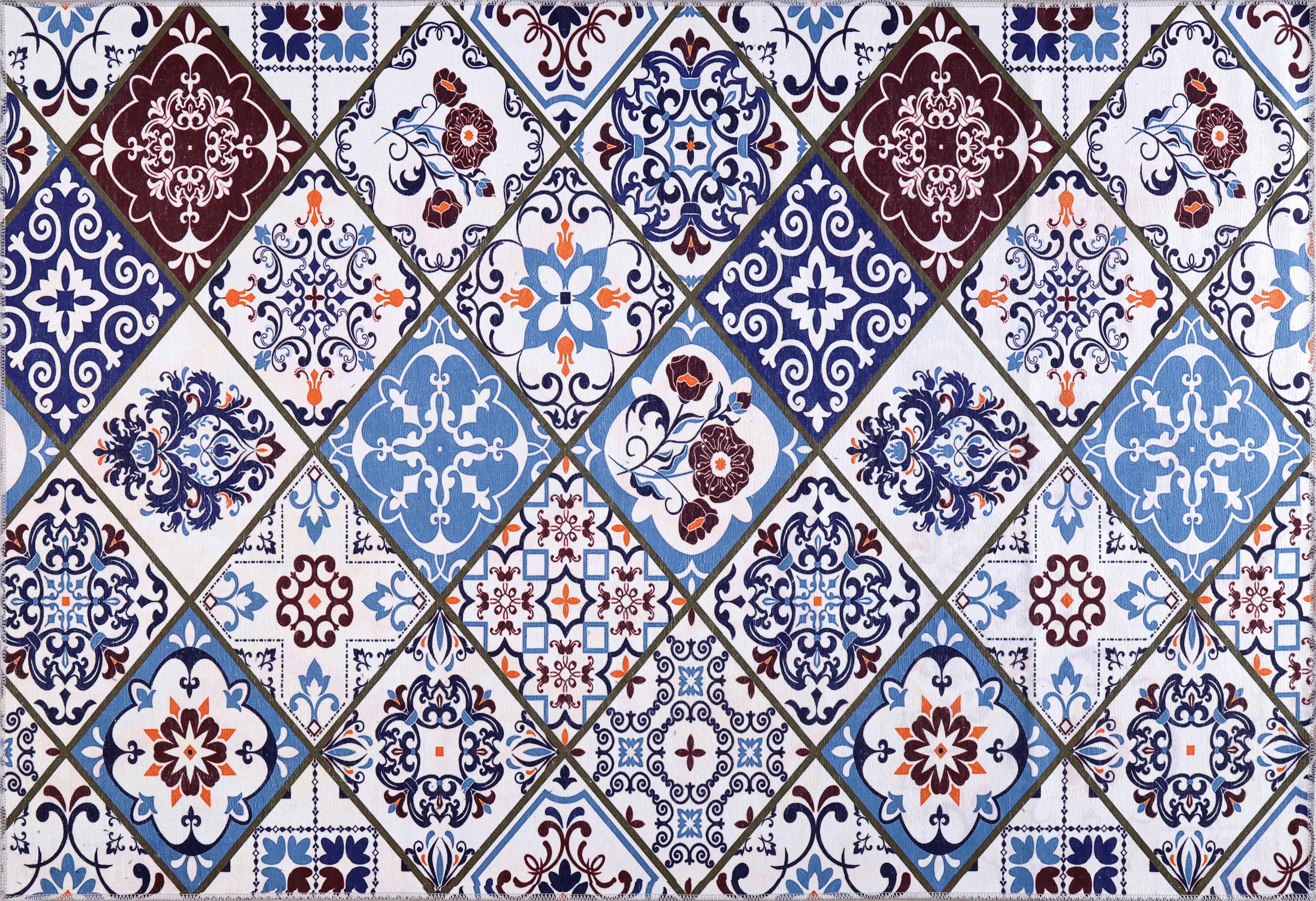 Netline Home Rugs Depot Modern Beige Floral Washable Rug Design 4002