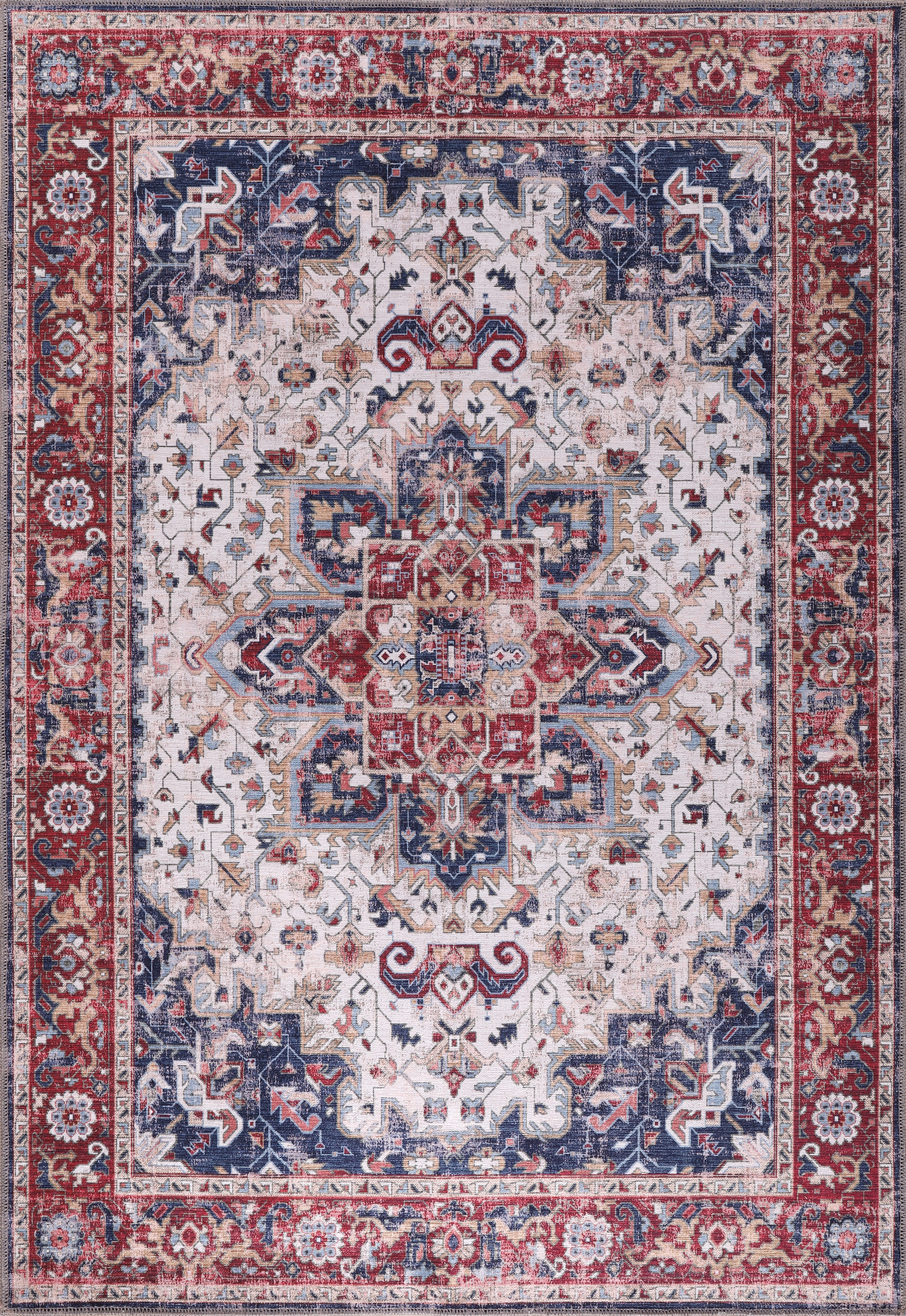 Netline Home Rugs Depot NH1323 – Machine Washable Persian Heriz Rug | Traditional Oriental Medallion Carpet for Living Room, Bedroom & Dining