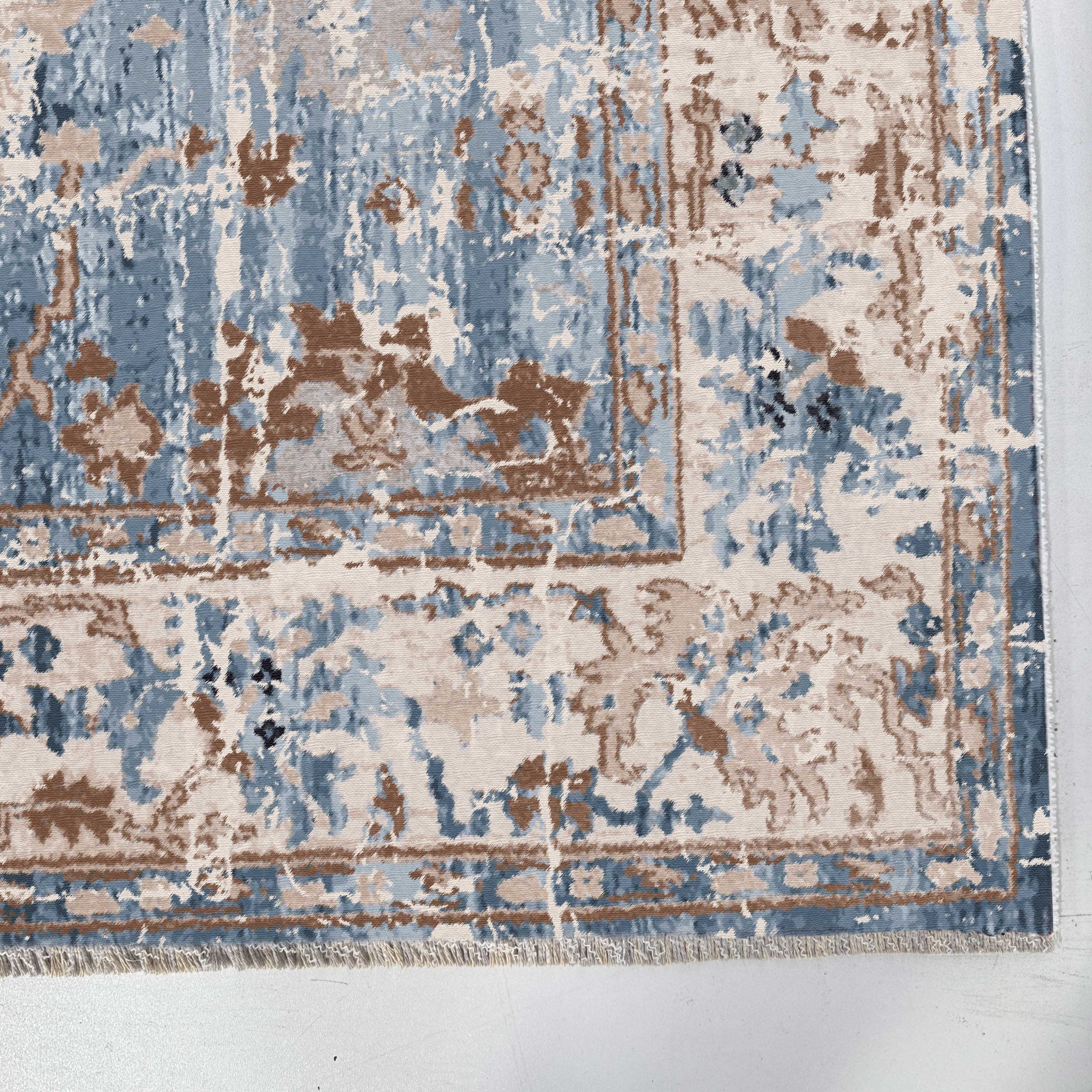 Netline Home Blue Navy Ethnic Classic Vintage Machine Washable Chenille Rug Design 2220-01 - Gallery Image 3 - Netline Home
