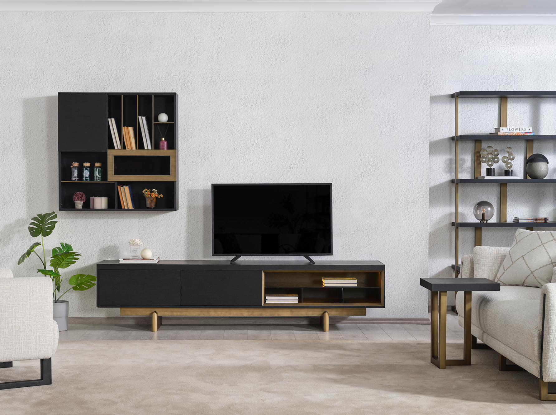 Contemporary Stella TV unit by Netline Home Interior with sleek media storage and open shelving for modern living rooms.