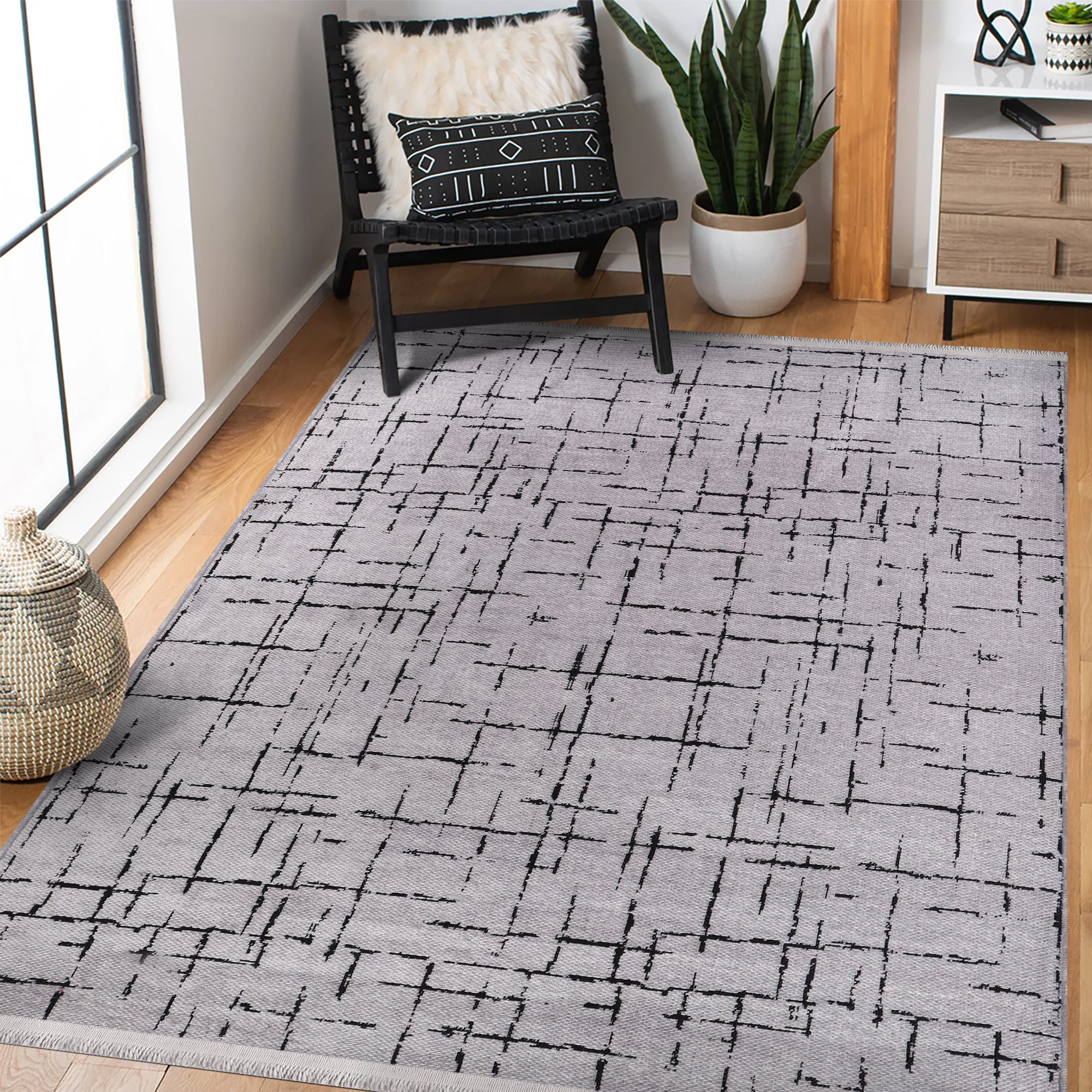 Netline Home Machine Washable Rug NT201 – GRAY Soft Chenille