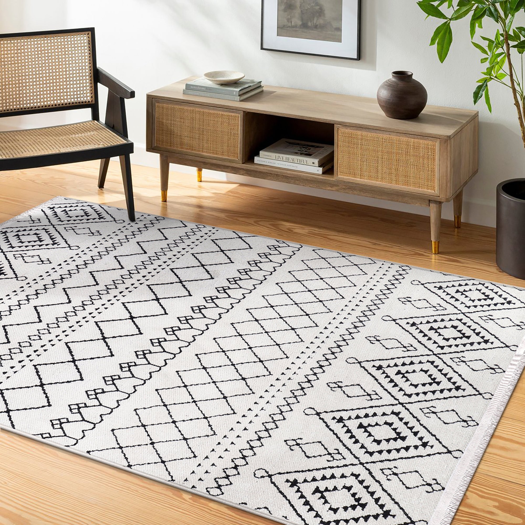 Netline Home Machine Washable Rug RW1801 – WHITE Soft Chenille