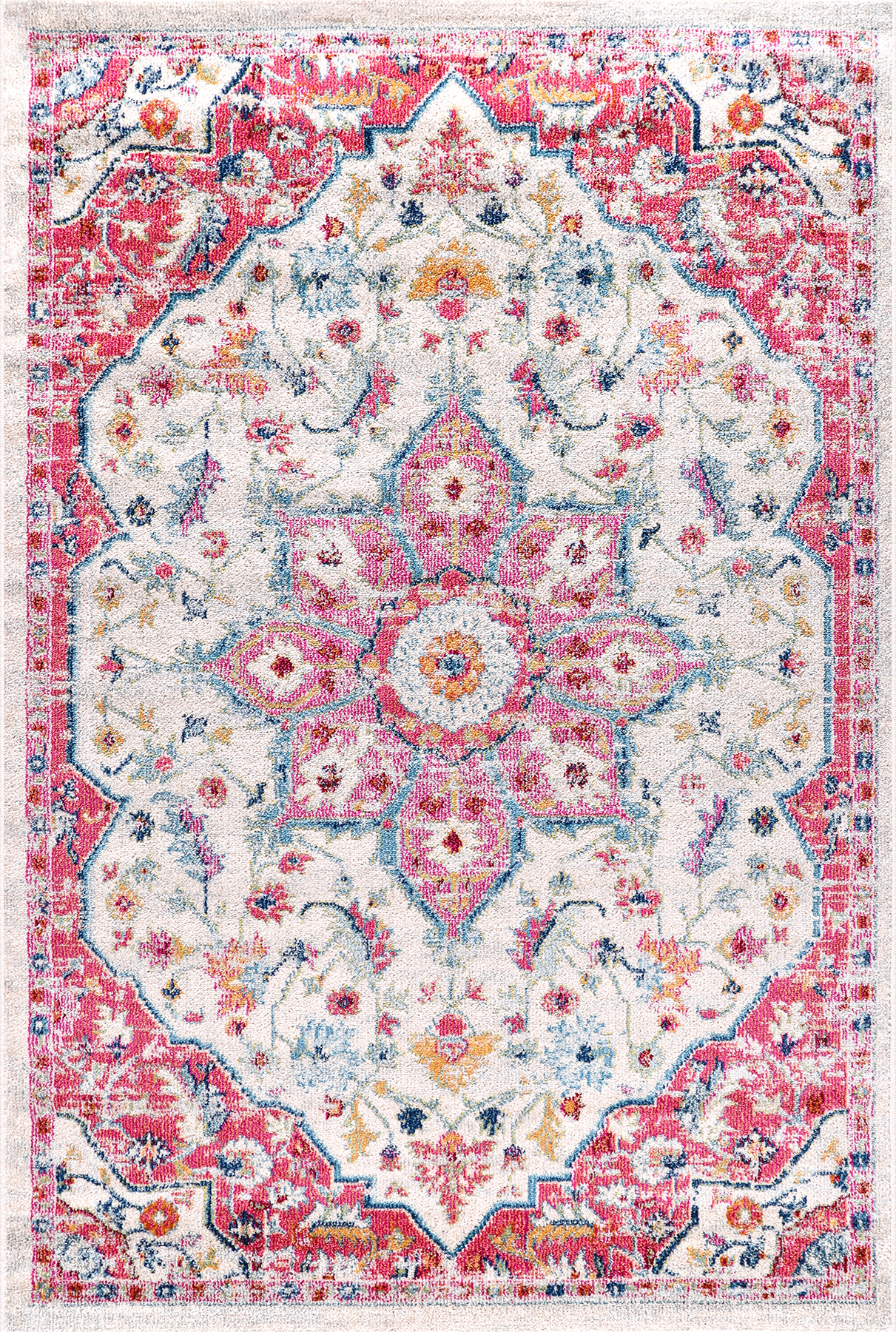 Vintage Area Rug 7665 – Pink Medallion Boho