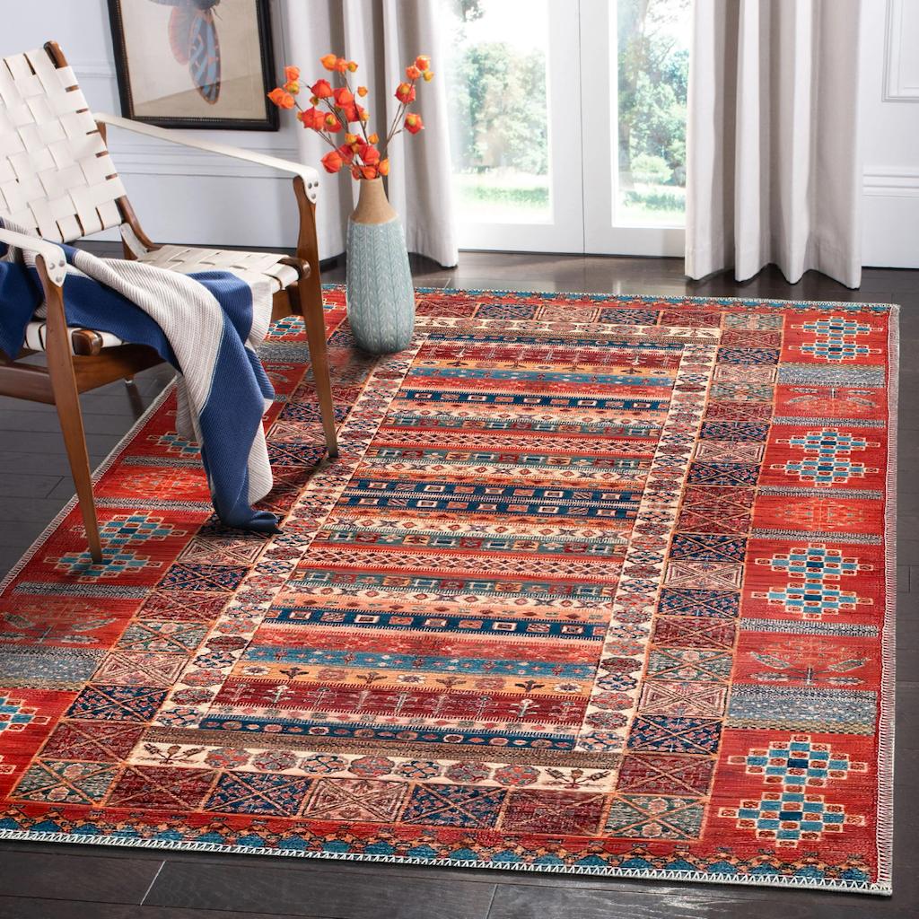 Netline Home Rugs Depot NH1316 – Machine Washable Caucasian Tribal Rug | Multicolor Striped Oriental Carpet for Living Room & Bedroom