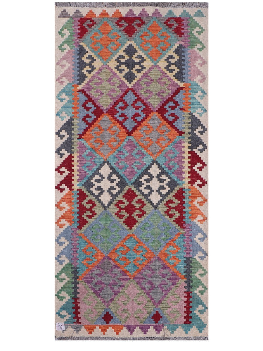 Maimana Afghanistan Kilim Rug - 193 x88 cm