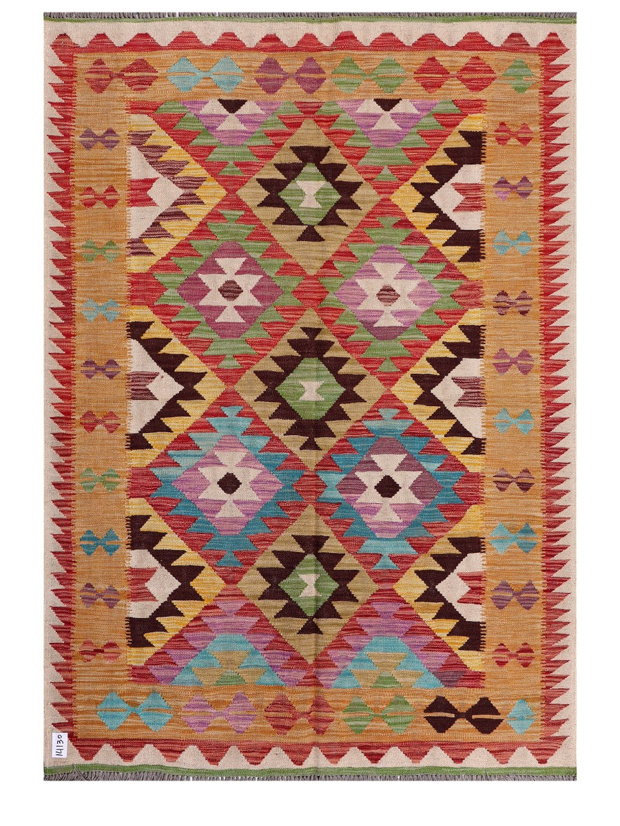 Maimana Afghanistan Kilim Rug - 199 x142 cm