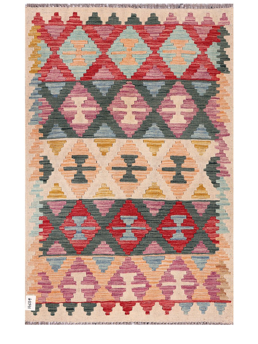 Maimana Afghanistan Kilim Rug - 143 x96 cm