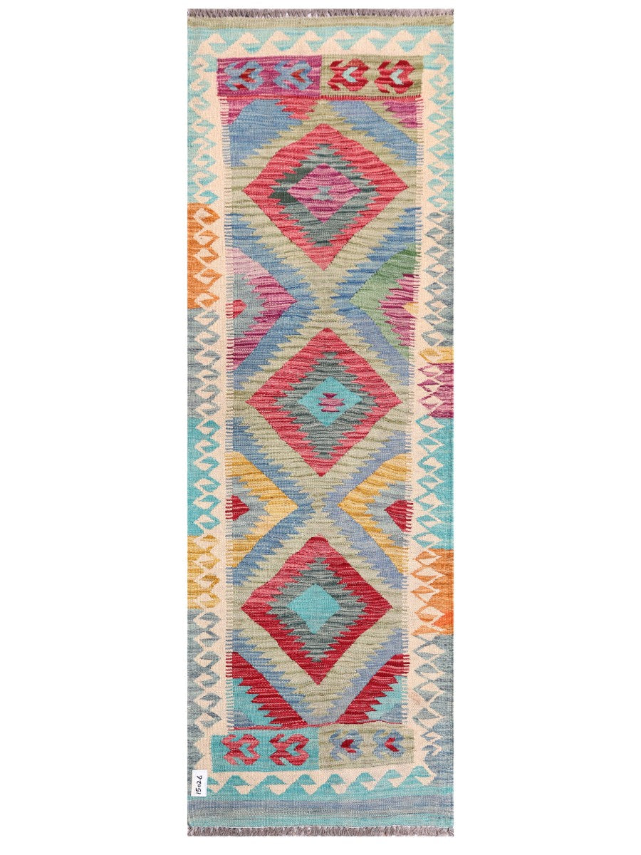 Maimana Afghanistan Kilim Rug - 203 x67 cm