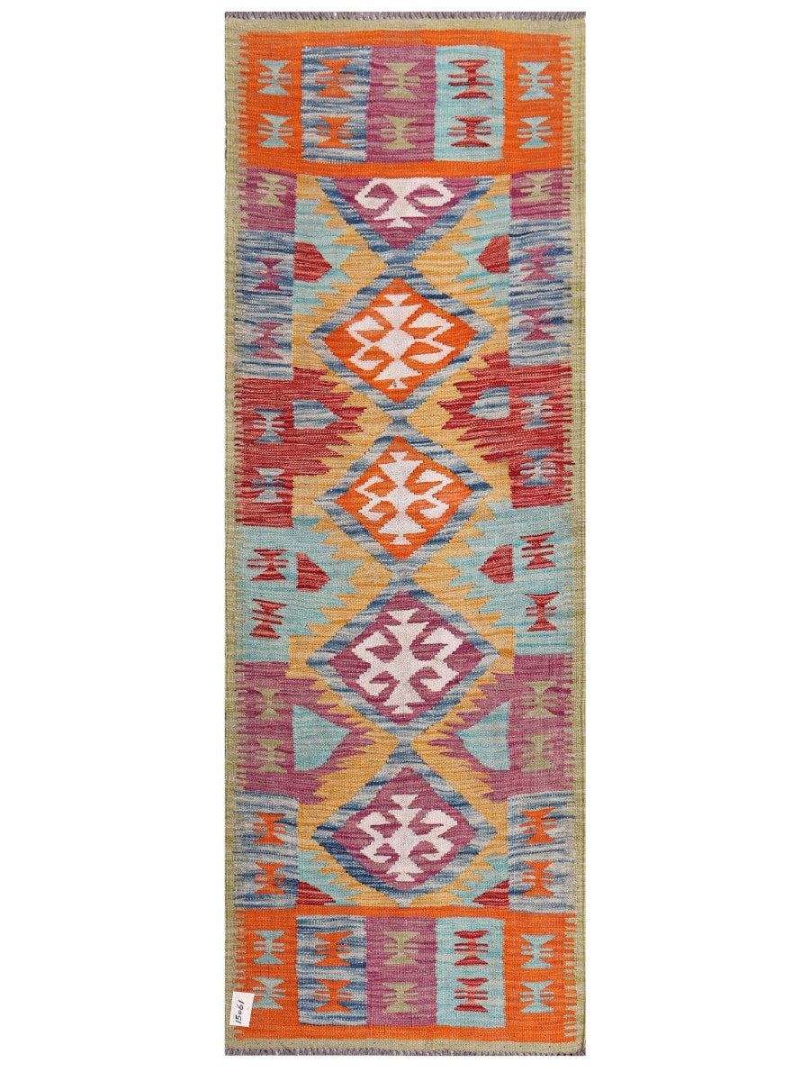 Maimana Afghanistan Kilim Rug - 203 x72 cm