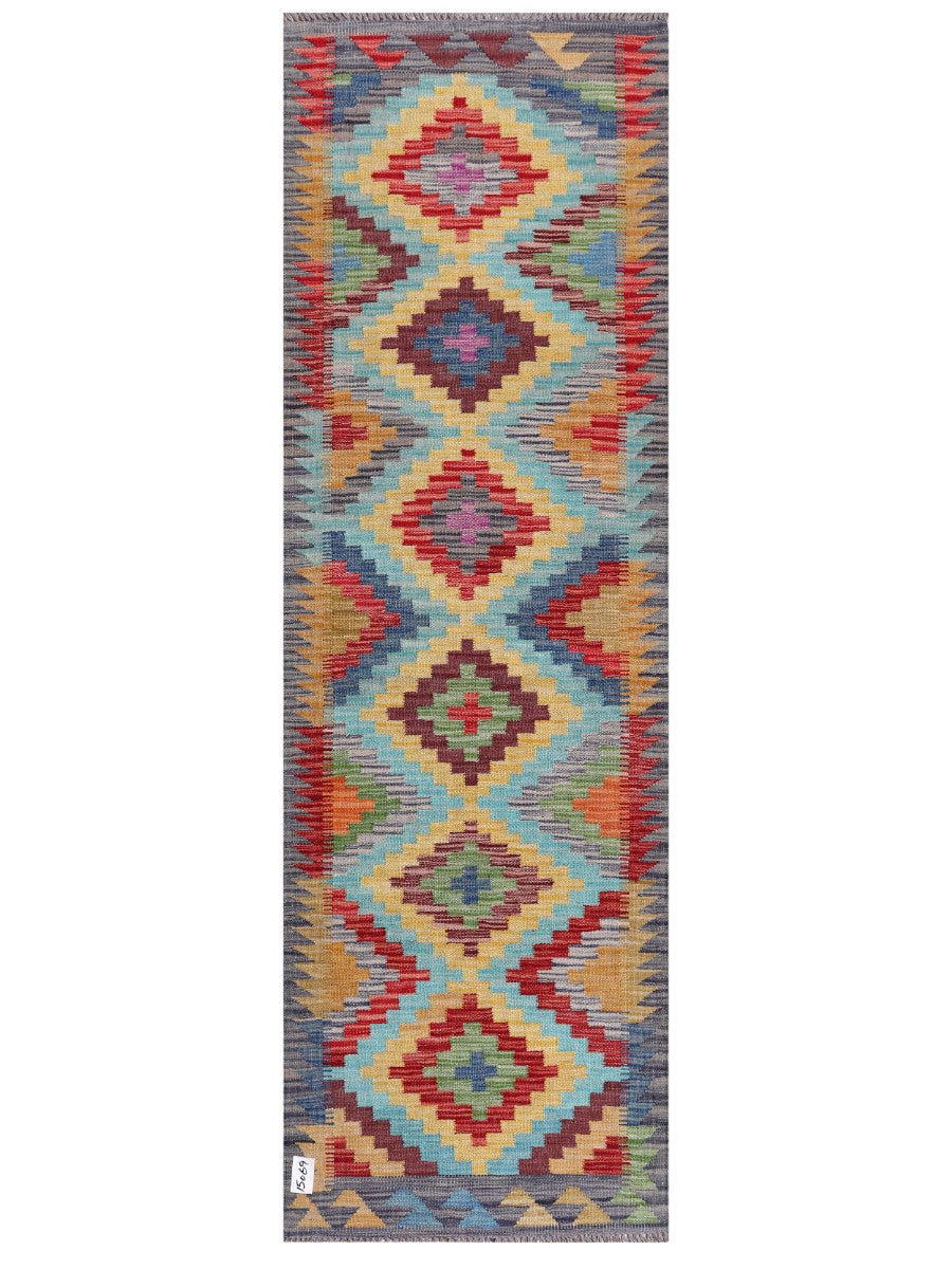 Maimana Afghanistan Kilim Rug - 202 x65 cm