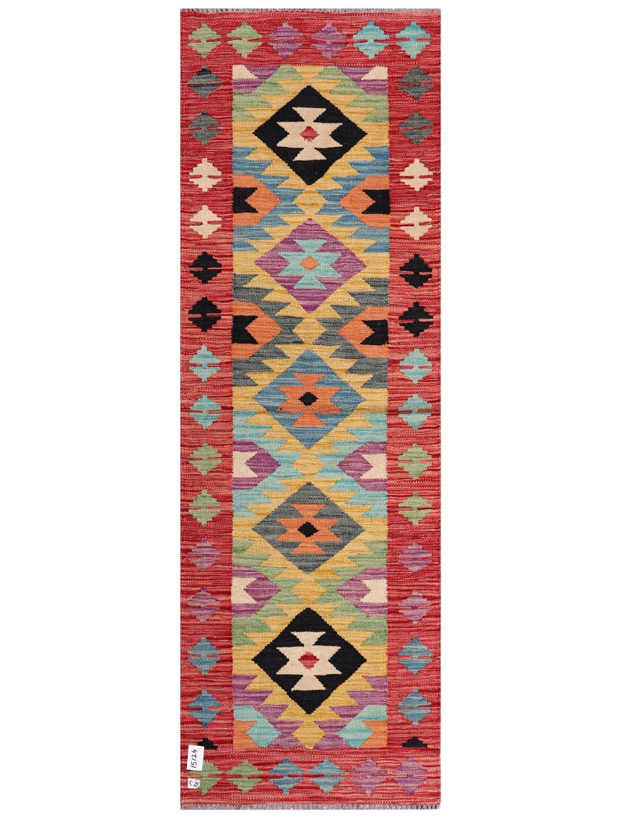 Maimana Afghanistan Kilim Rug - 201 x67 cm