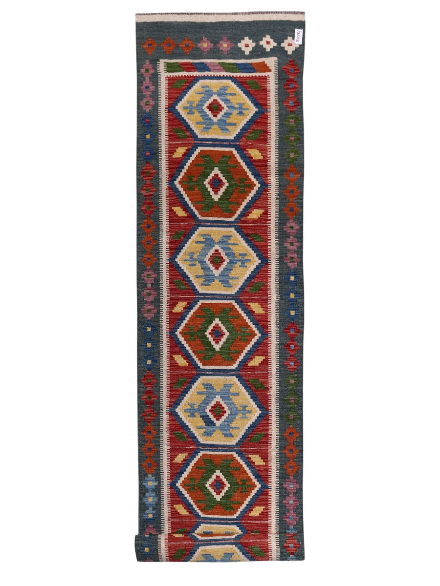 Maimana Afghanistan Kilim Runner - 393 x 82 cm