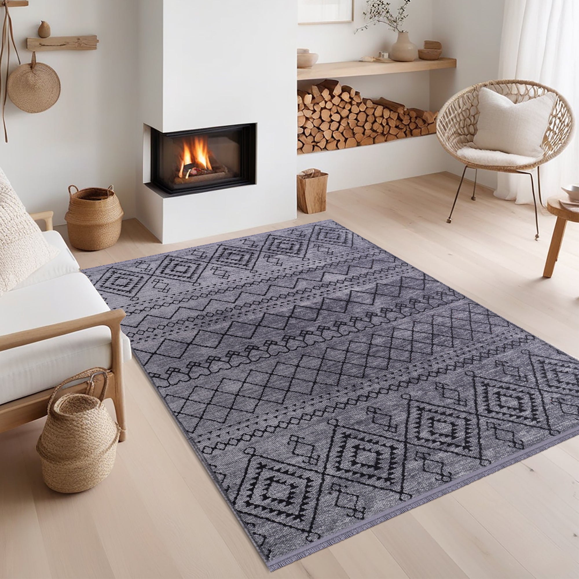 Netline Home Machine Washable Rug RW1801 – DARK GRAY Soft Chenille