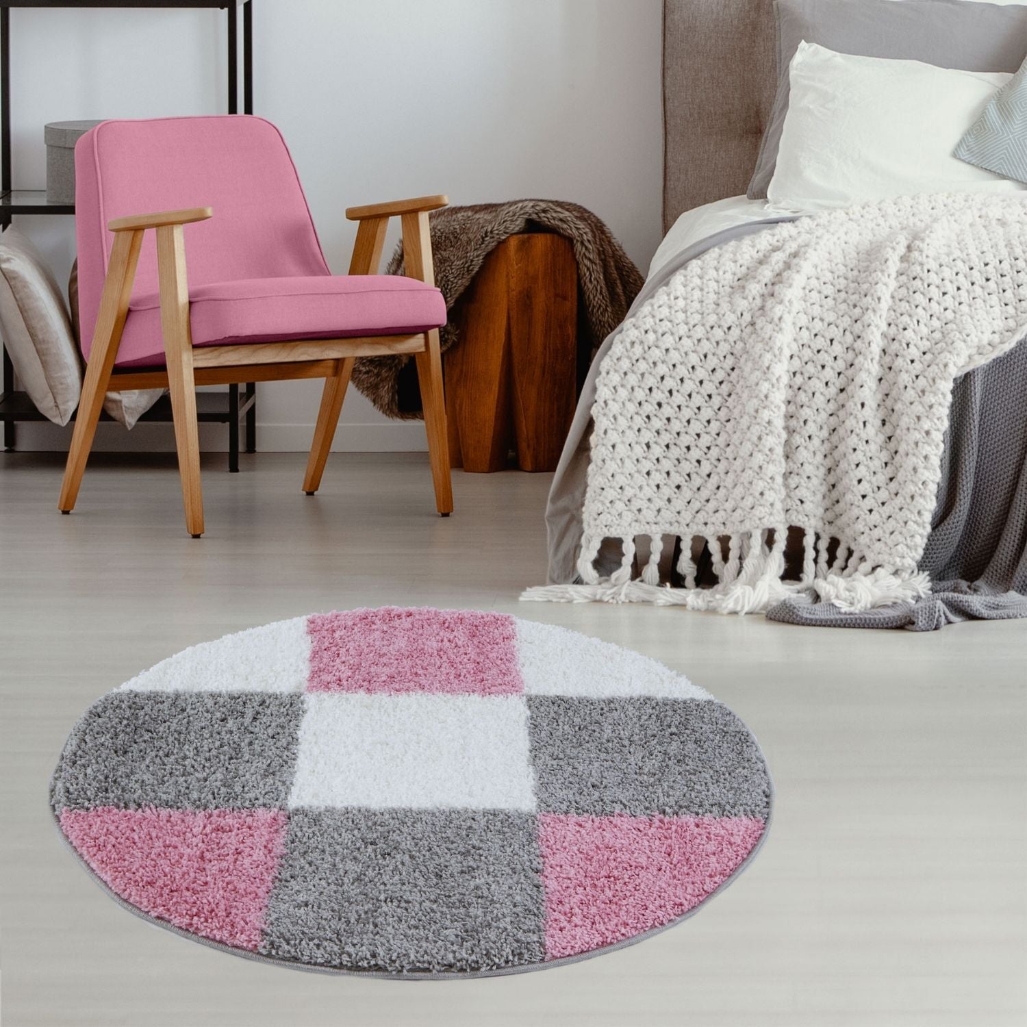 Myshaggy Geometric Pink Rug