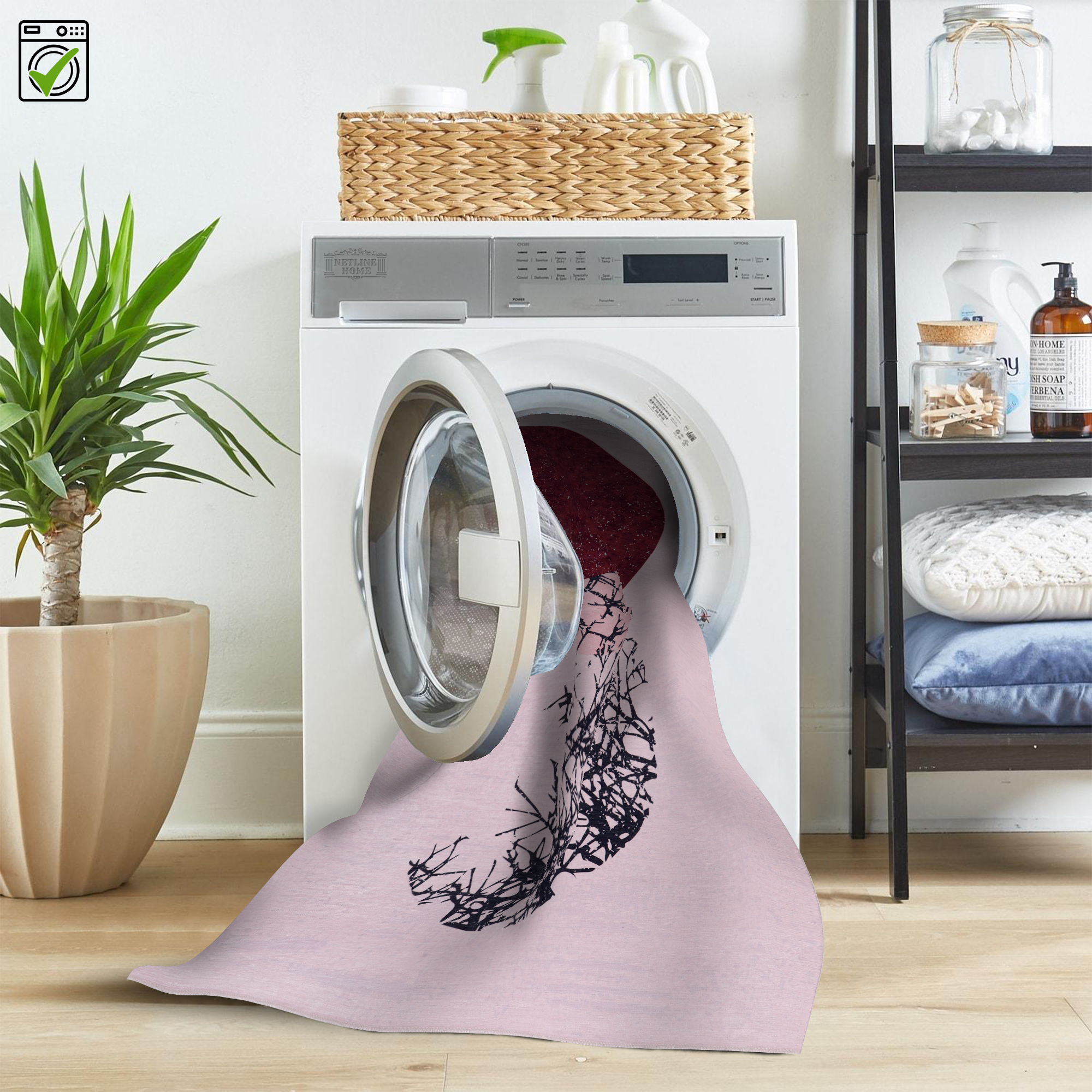 Netline Home Rugs Depot - Geometric Black & White Patchwork Washable Rug, Design NL1003