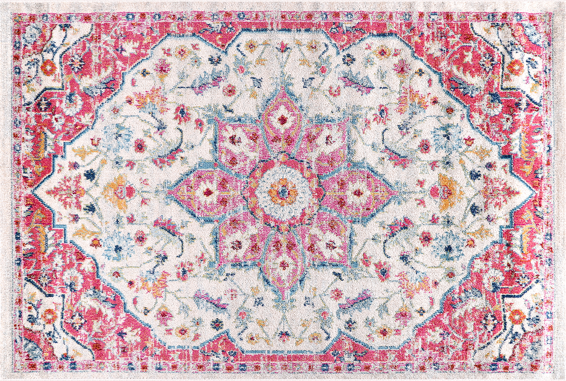 Vintage Area Rug 7665 – Pink Medallion Boho