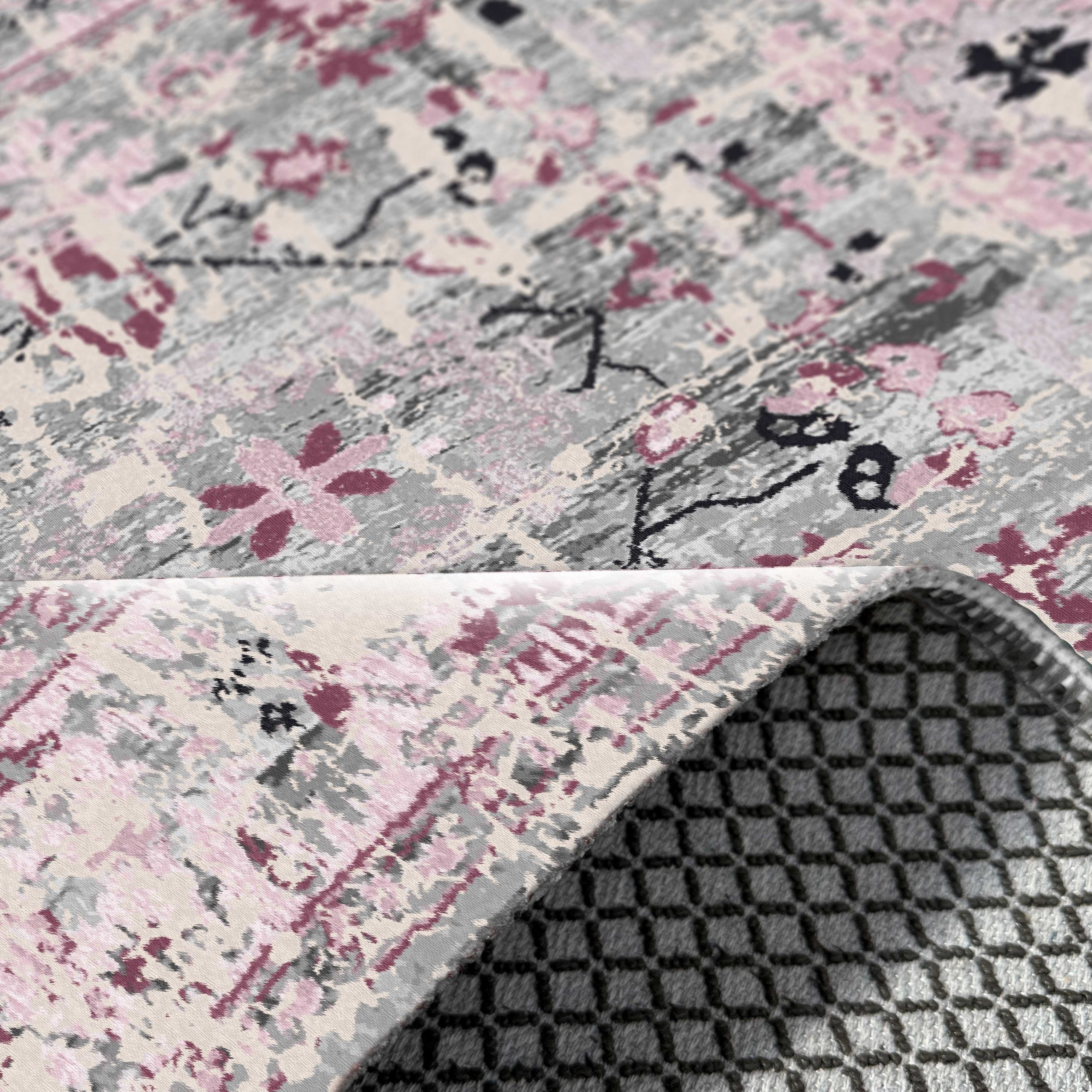 Netline Home Pink Fuchsia Ethnic Classic Vintage Machine Washable Chenille Rug Design 2220-02 - Gallery Image 5 - Netline Home