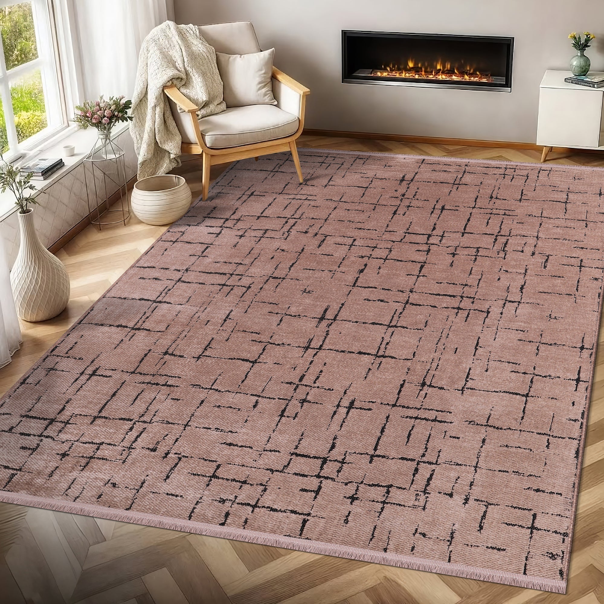 Netline Home Machine Washable Rug NT201 – BROWN Soft Chenille