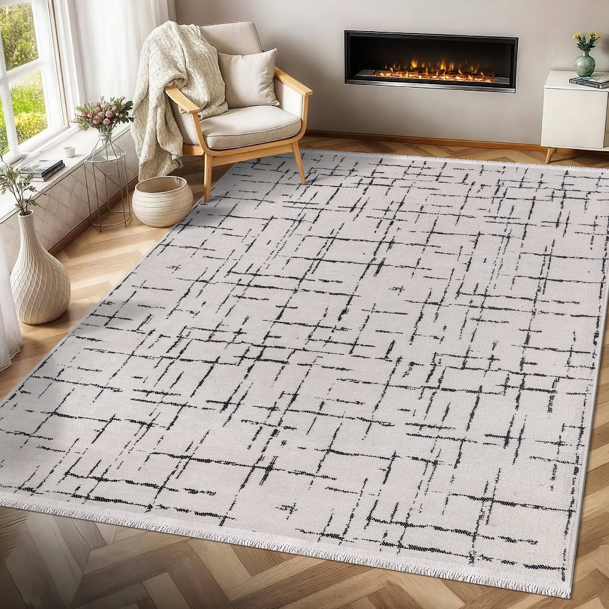 Netline Home Machine Washable Rug NT201 – WHITE Soft Chenille