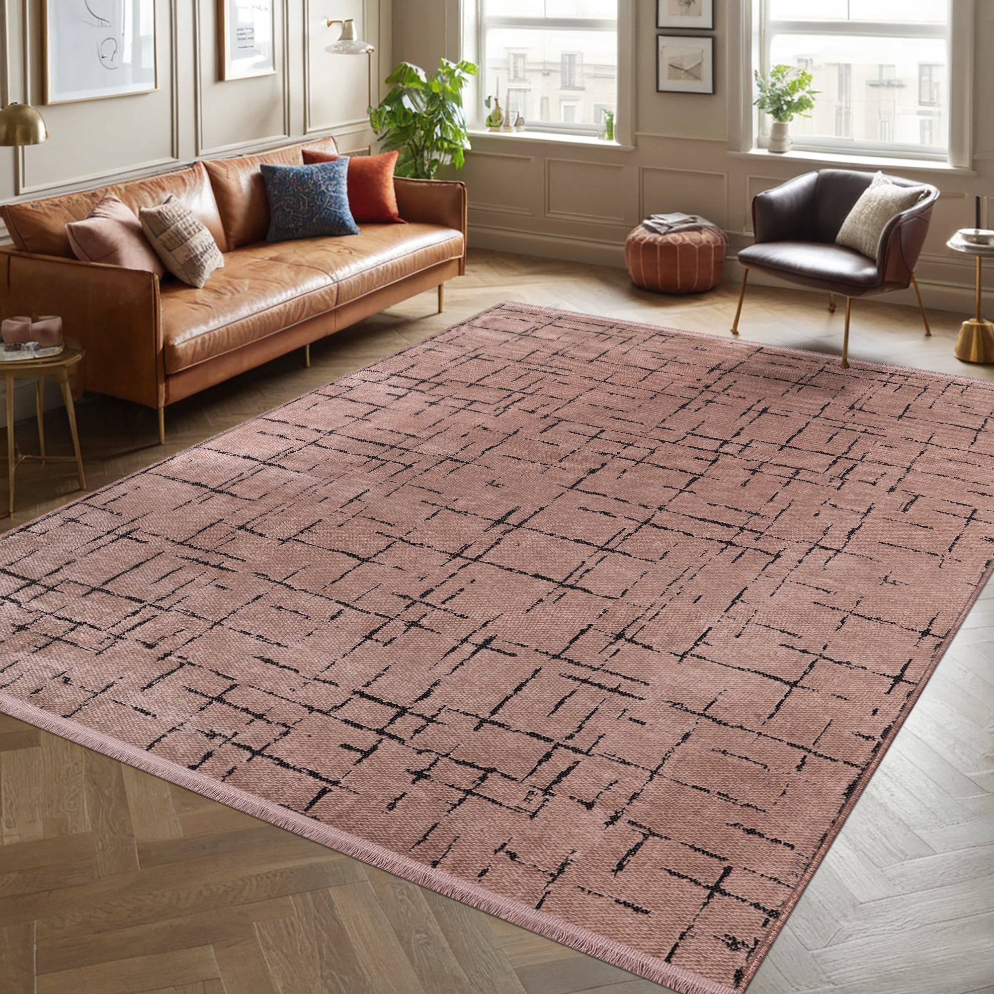 Netline Home Machine Washable Rug NT201 – BROWN Soft Chenille