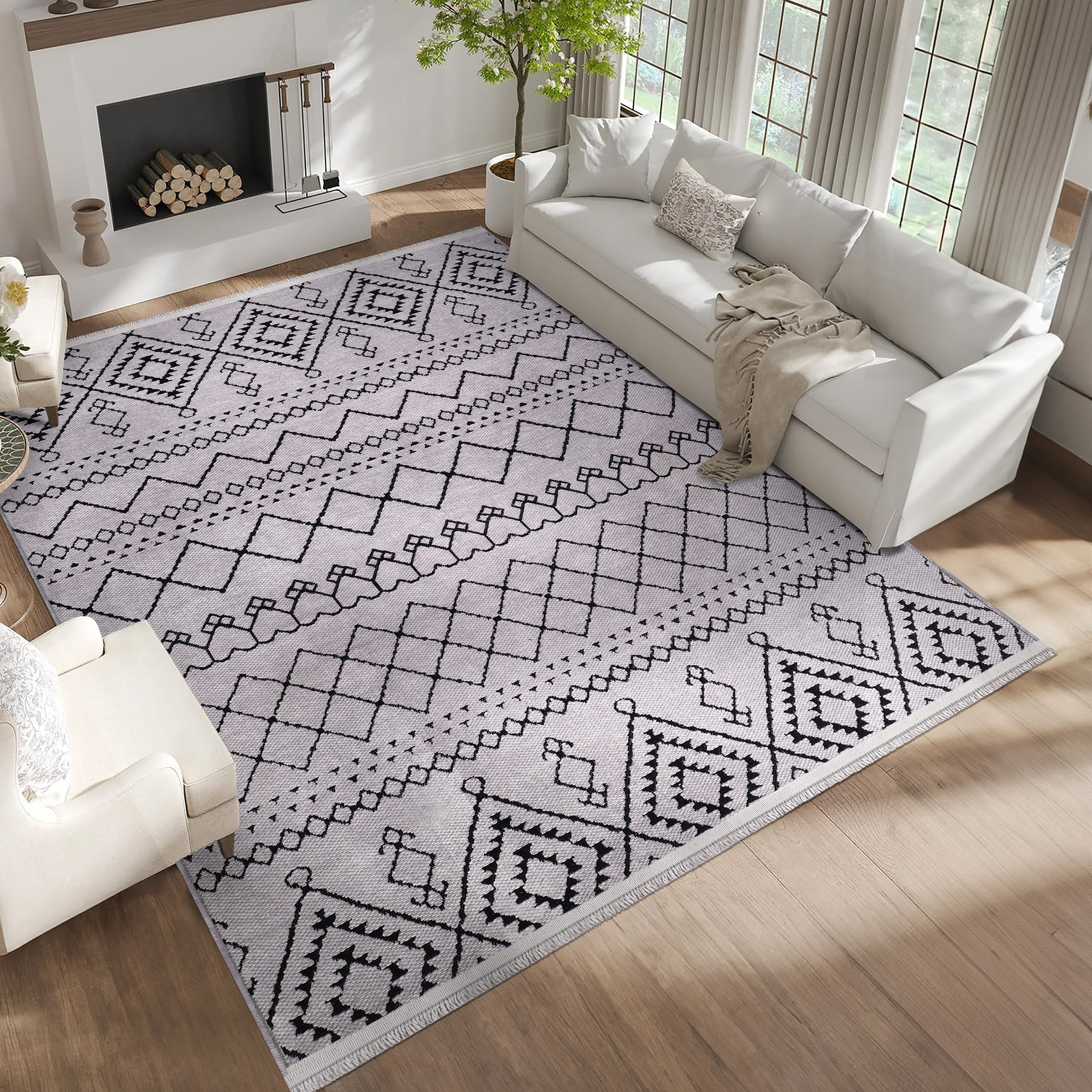 Netline Home Machine Washable Rug RW1801 – GRAY Soft Chenille