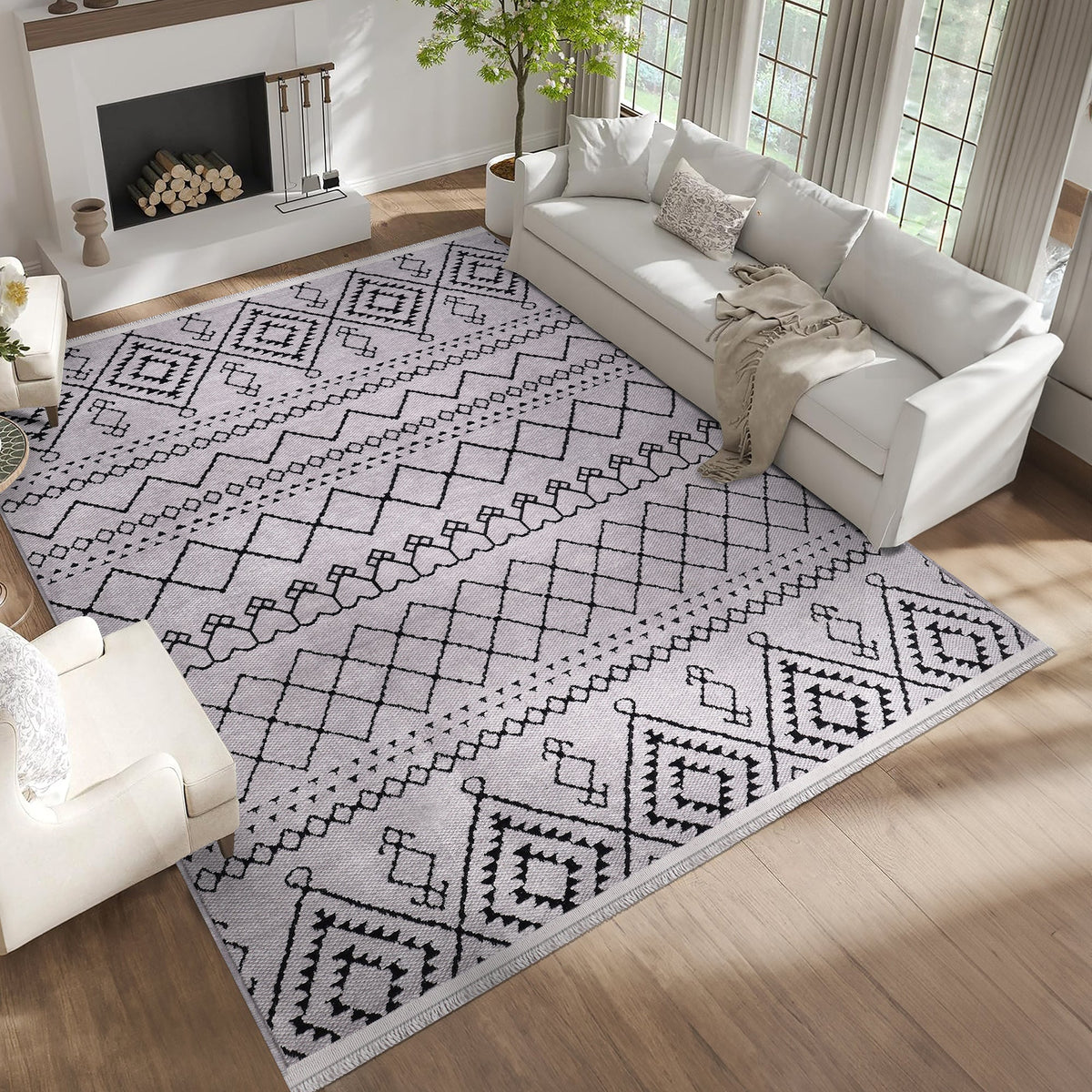 Gray washable chenille rug by Netline Home, showcasing soft texture and machine washable convenience.