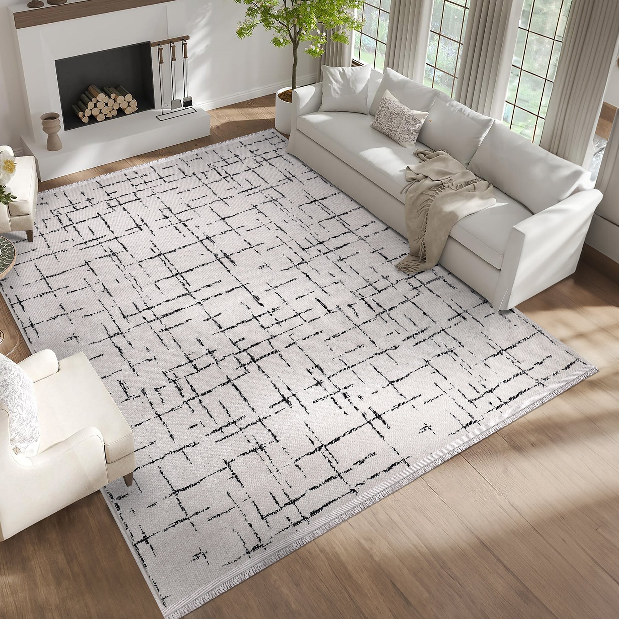 Netline Home Machine Washable Rug NT201 – WHITE Soft Chenille