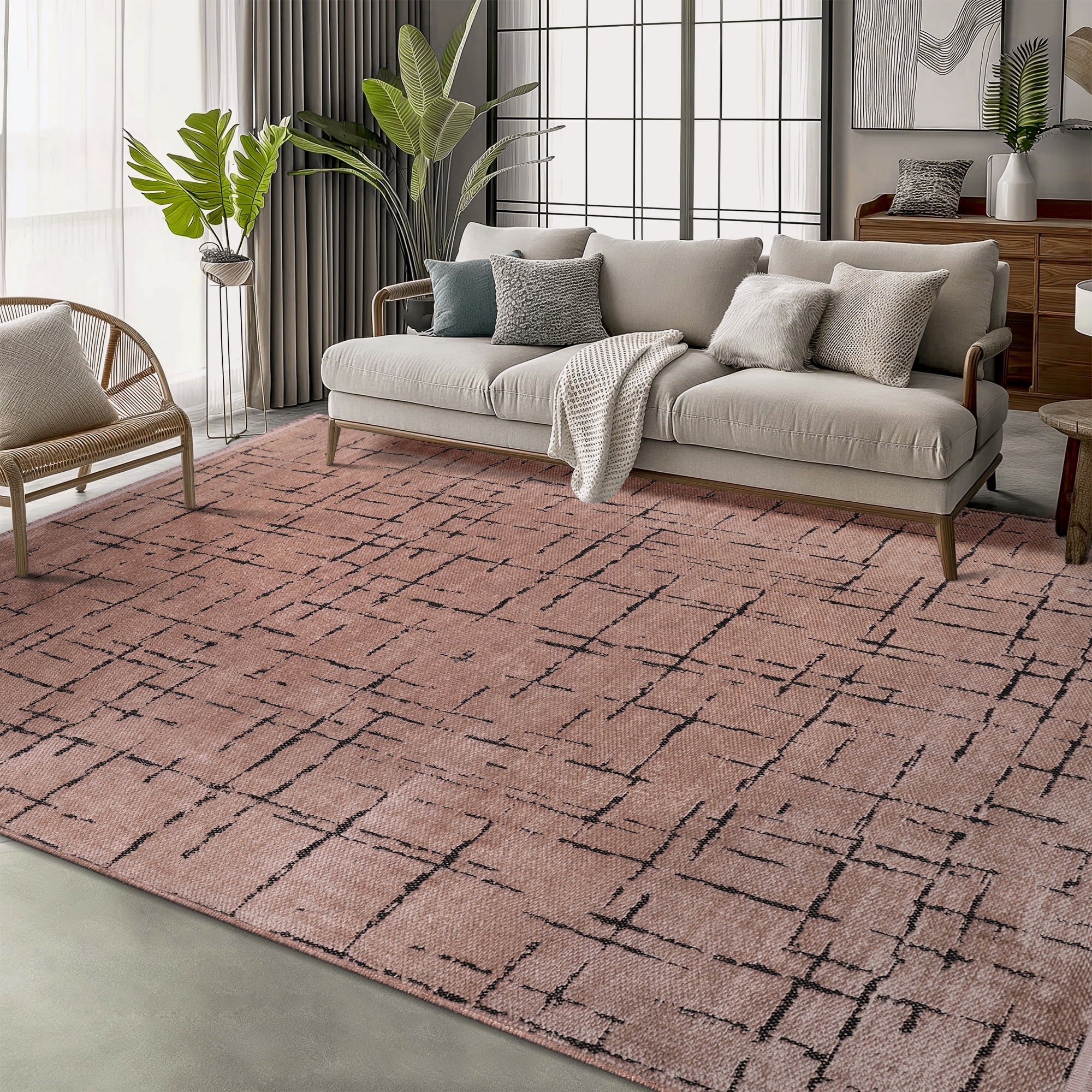 Netline Home Machine Washable Rug NT201 – BROWN Soft Chenille