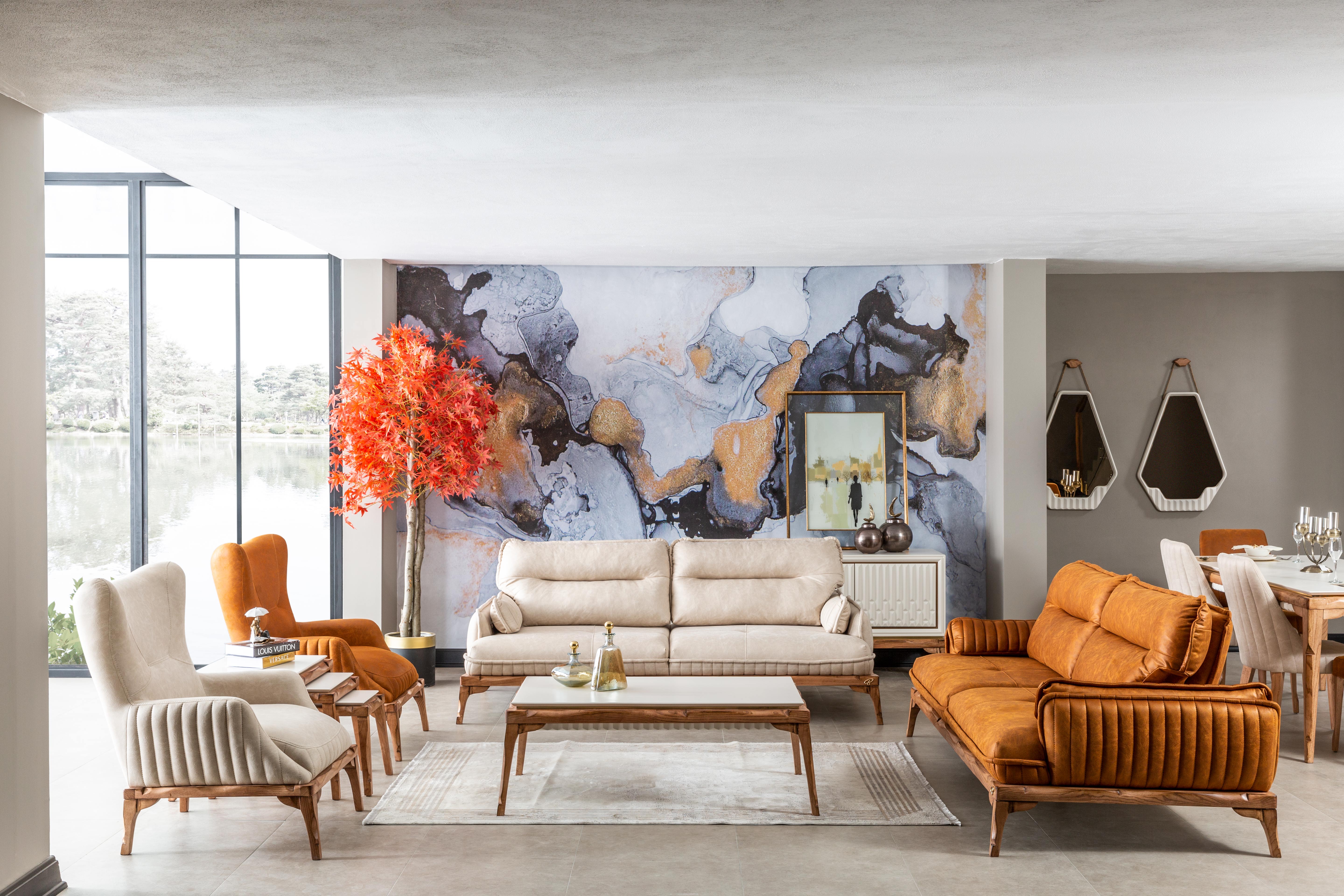 Modern Tetra sofa set by Netline Home Interior with plush cushions and sleek design for stylish living room comfort.