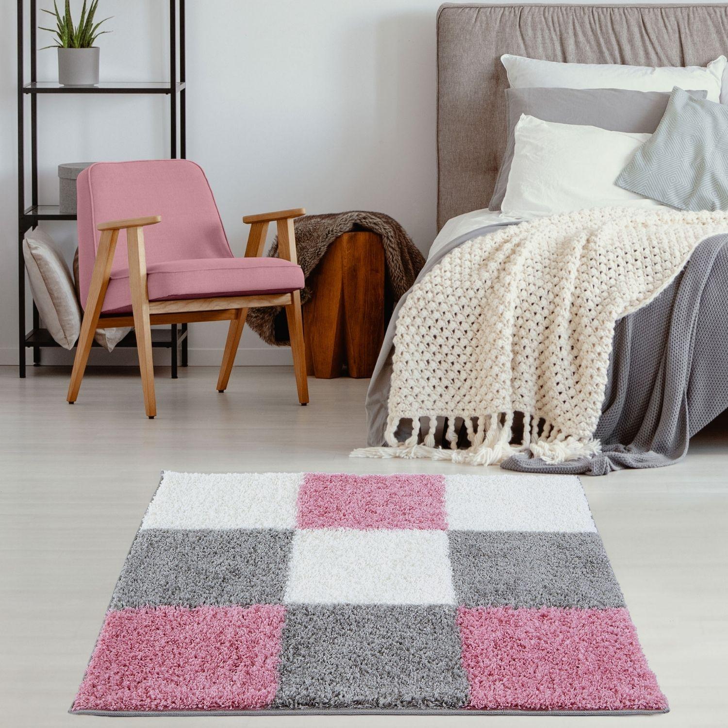 Myshaggy Geometric Pink Rug