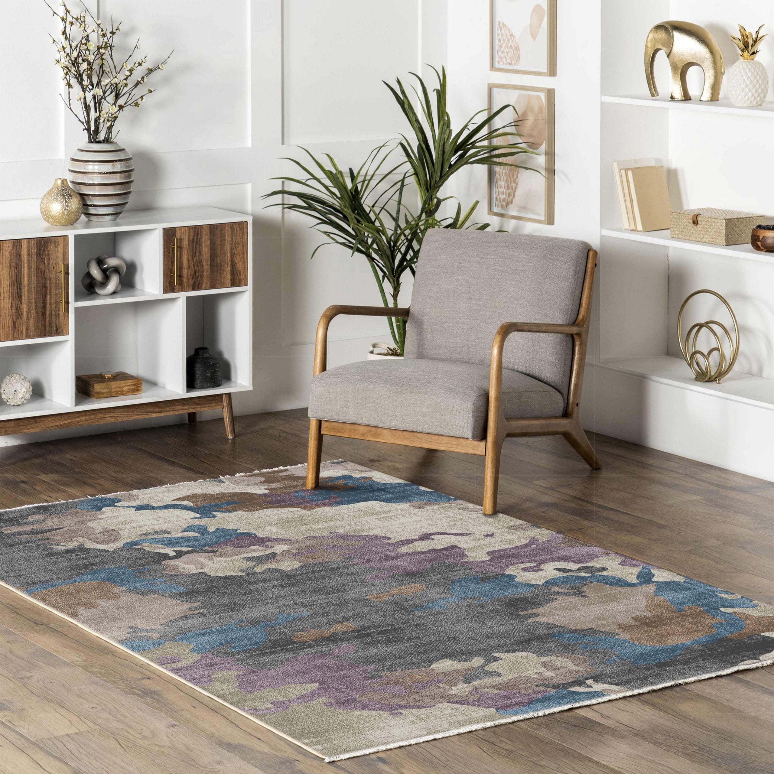 Netline Home Gray Silver Lilac Purple Modern Machine Washable Chenille Rug Design NH7100 - Gallery Image 8 - Netline Home