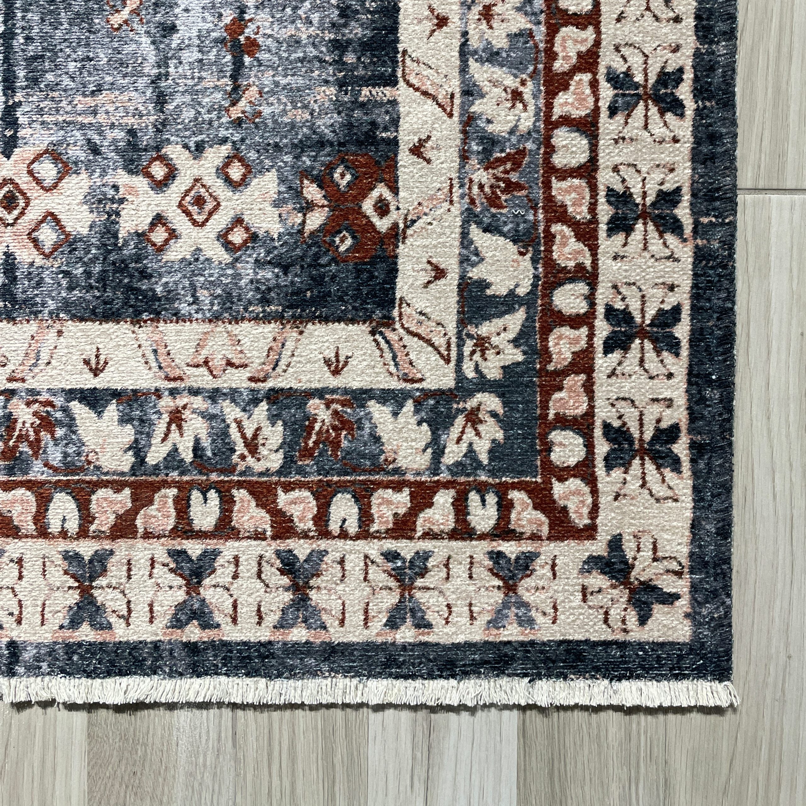 Netline Home Mink Brown Ethnic Classic Machine Washable Chenille Rug Design 2238-02 - Detailed Photoshoot - Netline Home