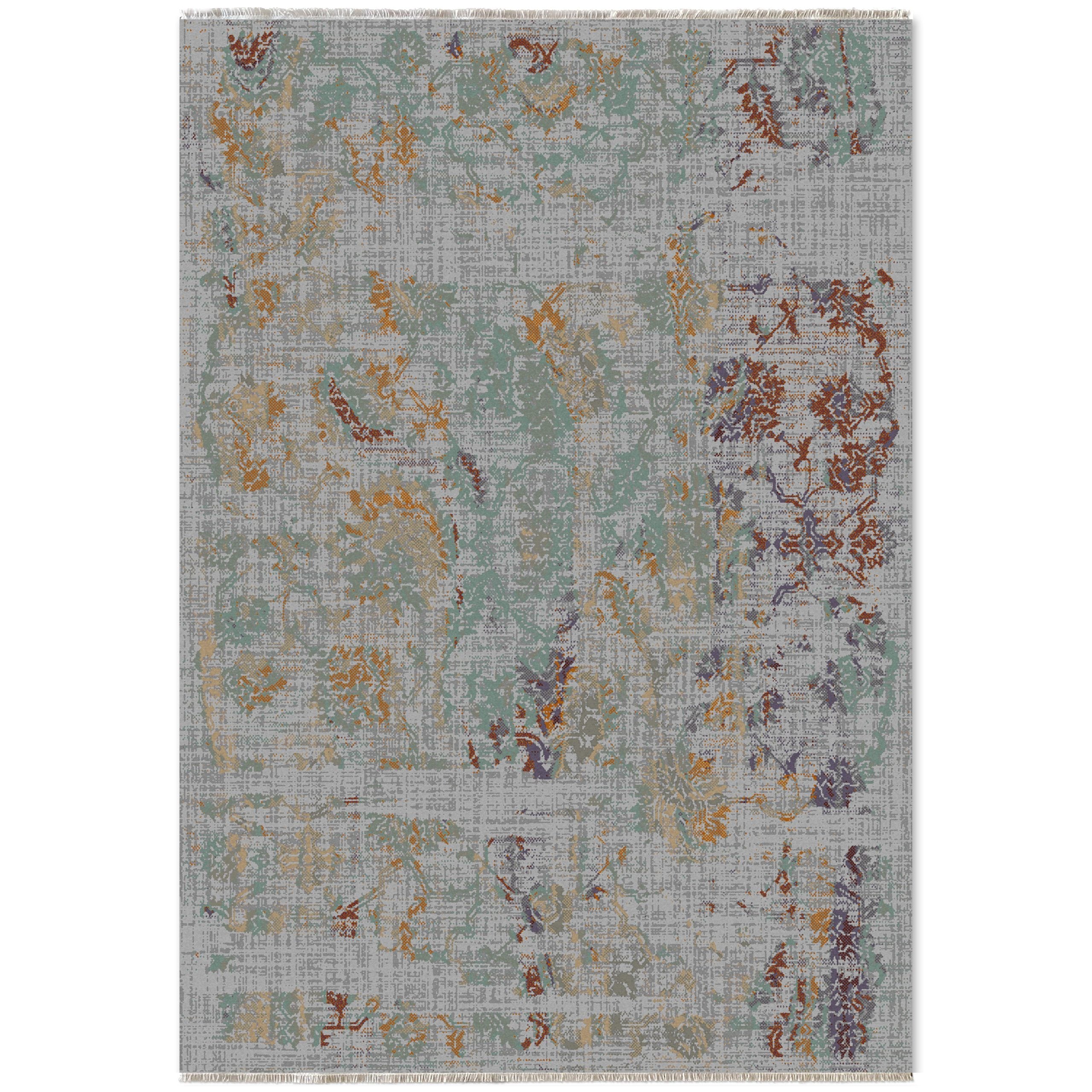 Netline Home Gray Silver Green Khaki Modern Machine Washable Chenille Rug Design 2258-02 - Hilltop Photoshoot - Netline Home