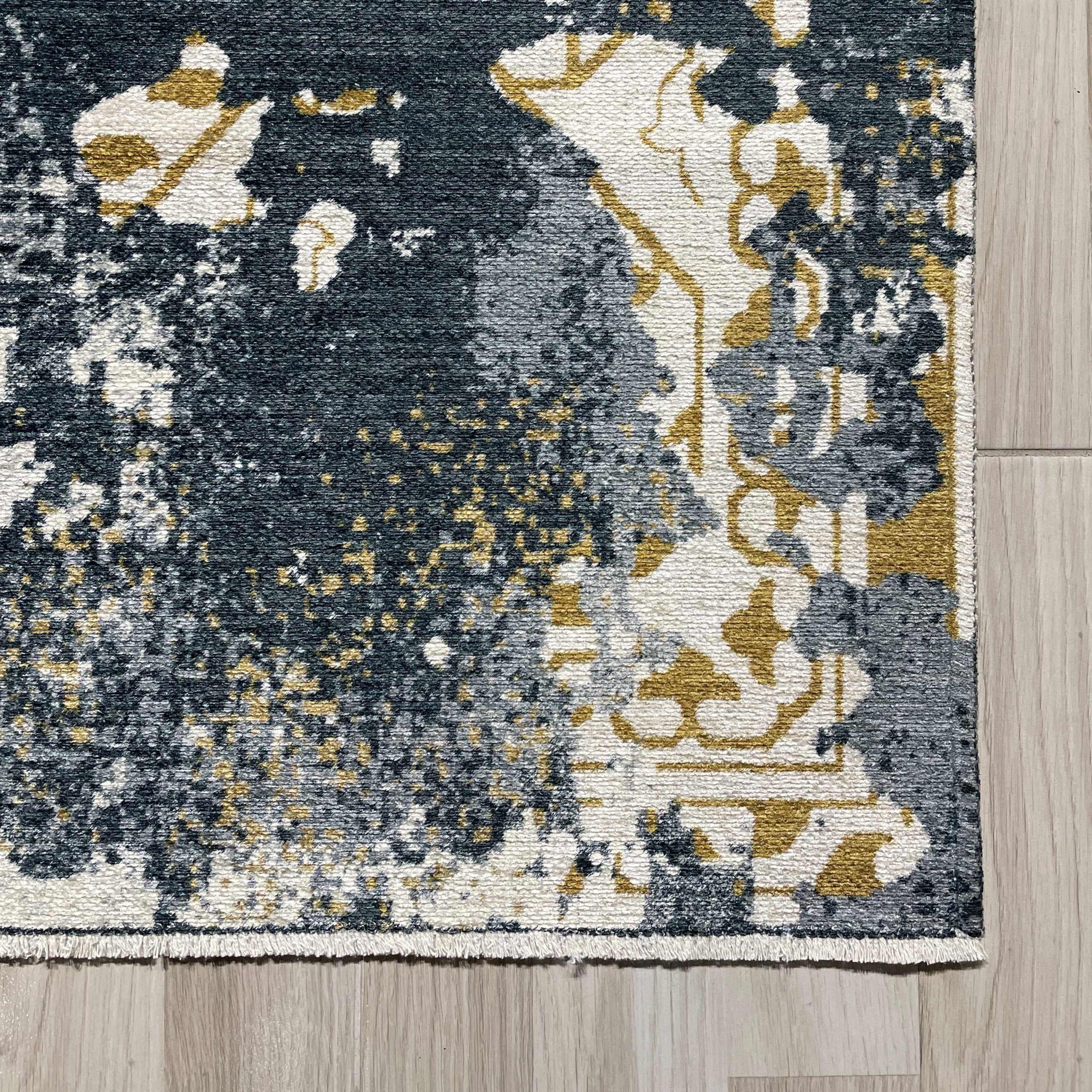 Netline Home Yellow Gold Modern Machine Washable Chenille Rug Design 2263-01 - Detailed Photoshoot - Netline Home