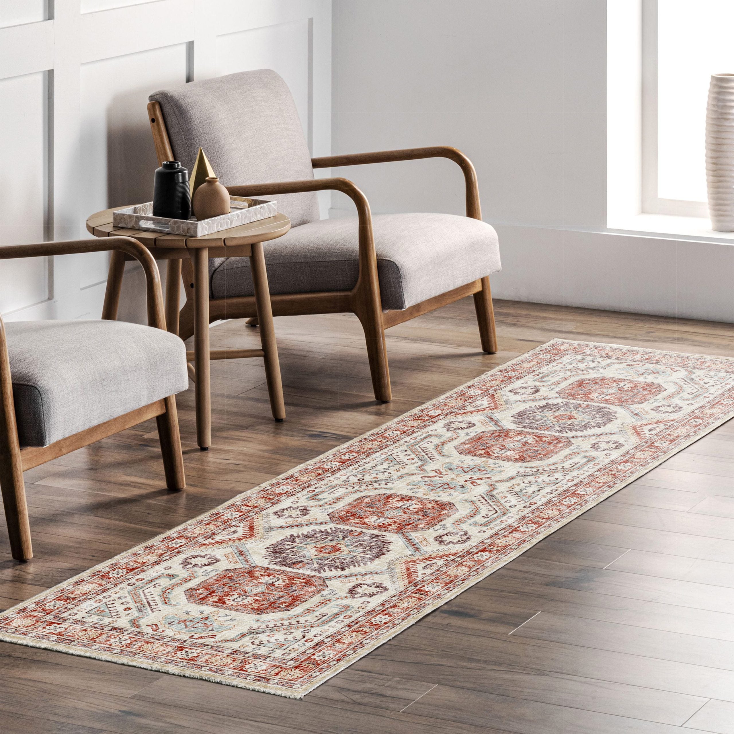 Netline Home Mink Brown Classic Vintage Machine Washable Chenille Rug Design NH7109 - Gallery Image 7 - Netline Home