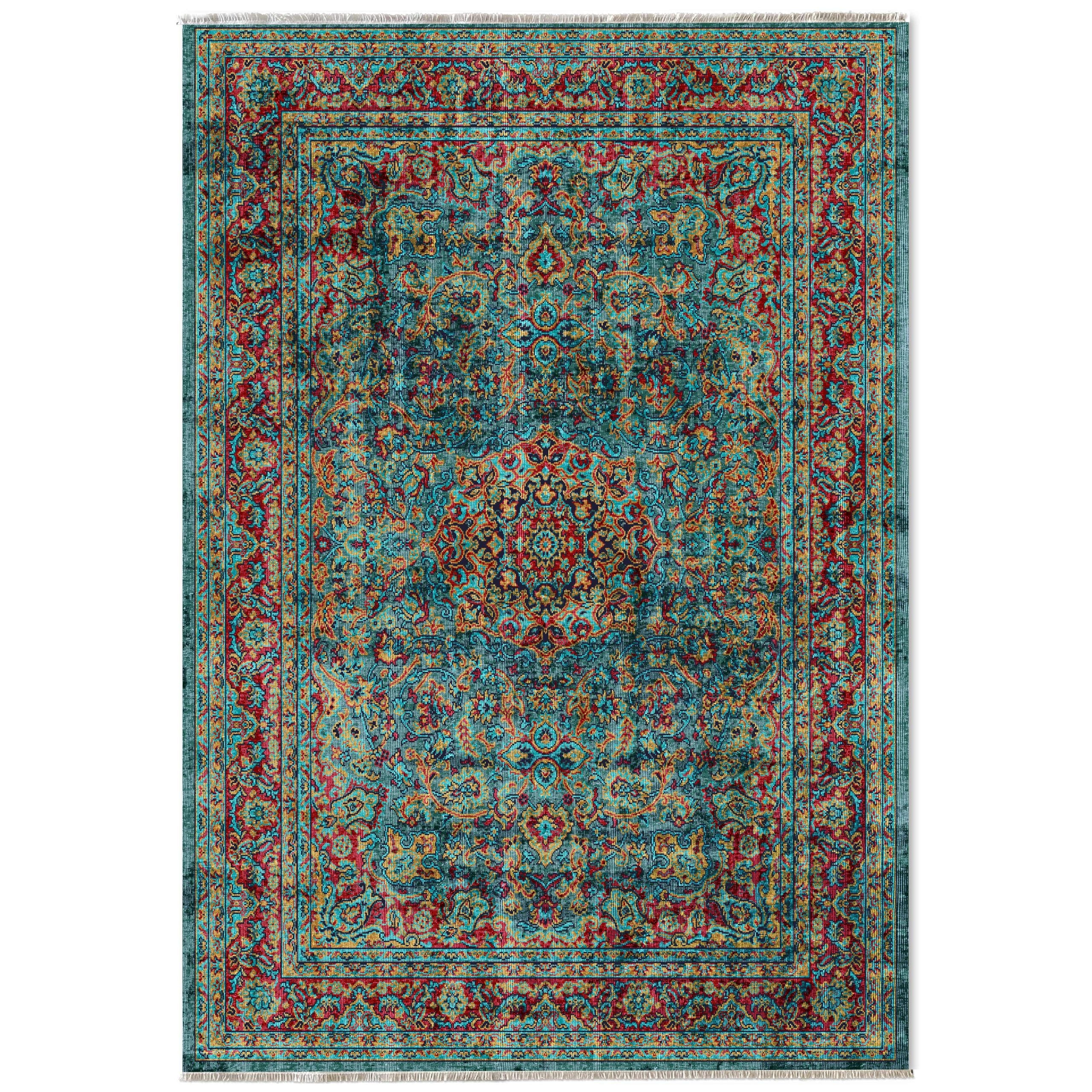 Netline Home Green Khaki Vintage Machine Washable Chenille Rug Design 2275-01 - Hilltop Photoshoot - Netline Home