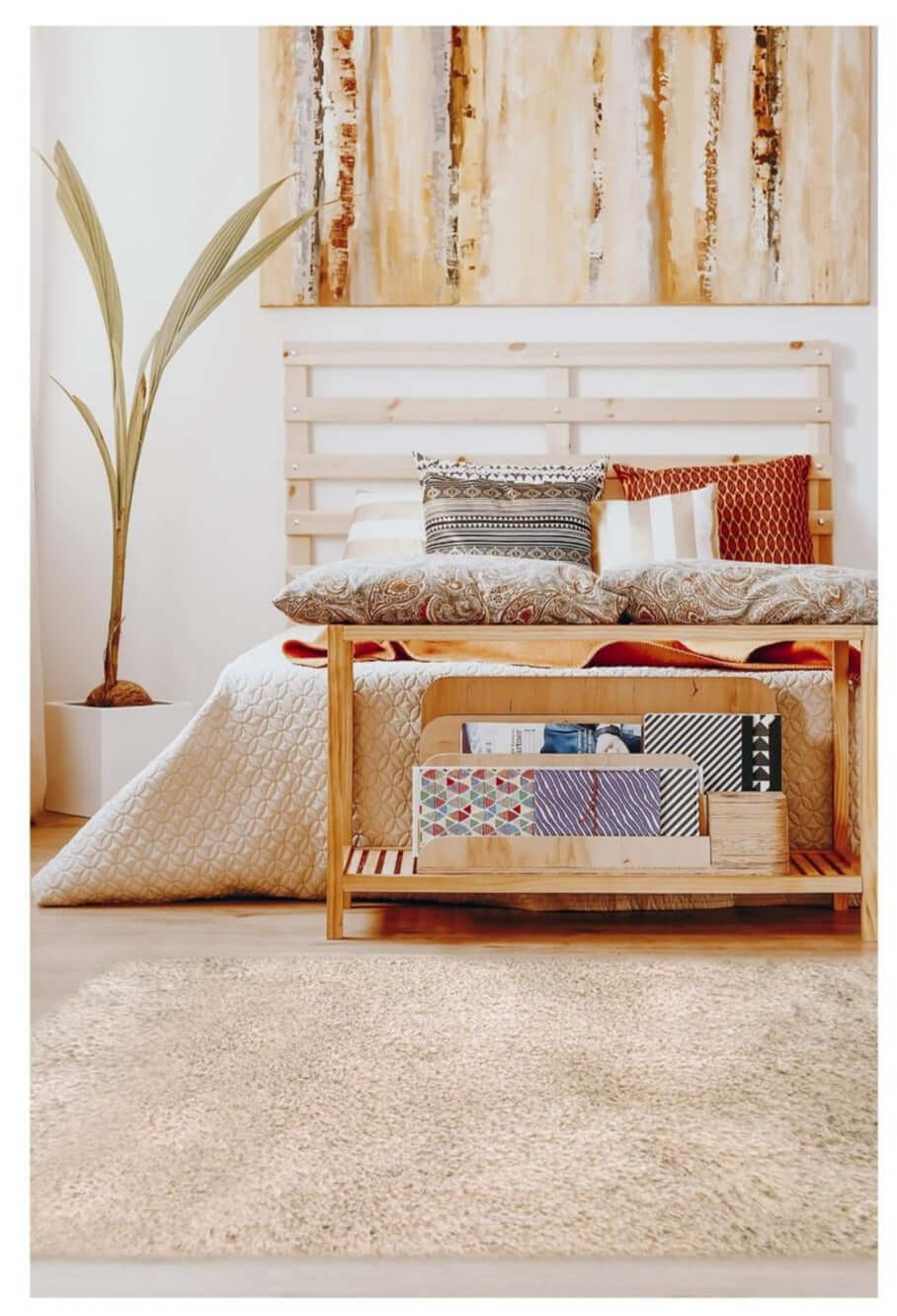 Soft Washable Beige Shaggy Rug | SA-02