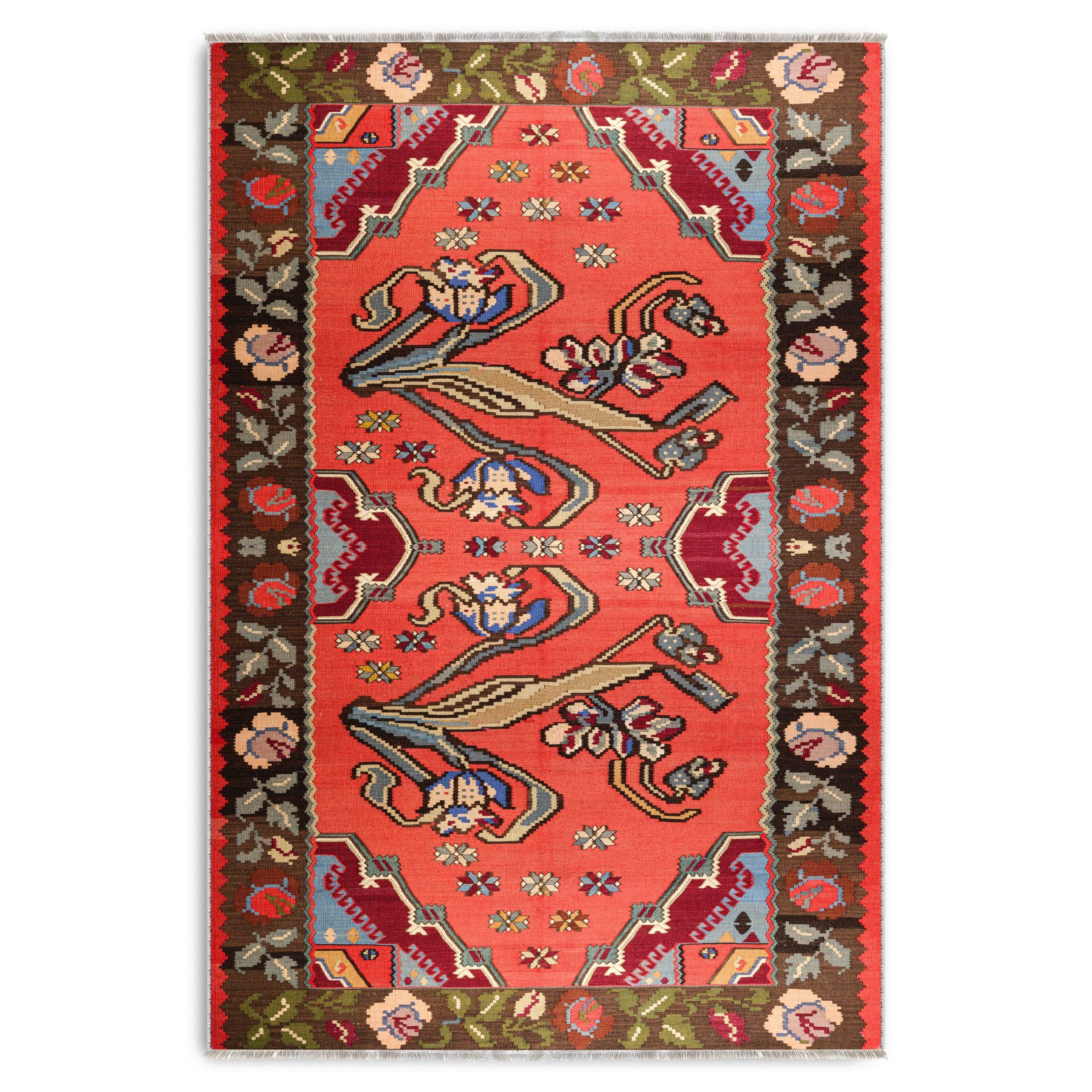 Netline Home Red Burgundy Pink Fuchsia Ethnic Classic Vintage Machine Washable Chenille Rug Design 3016 - Hilltop Photoshoot - Netline Home